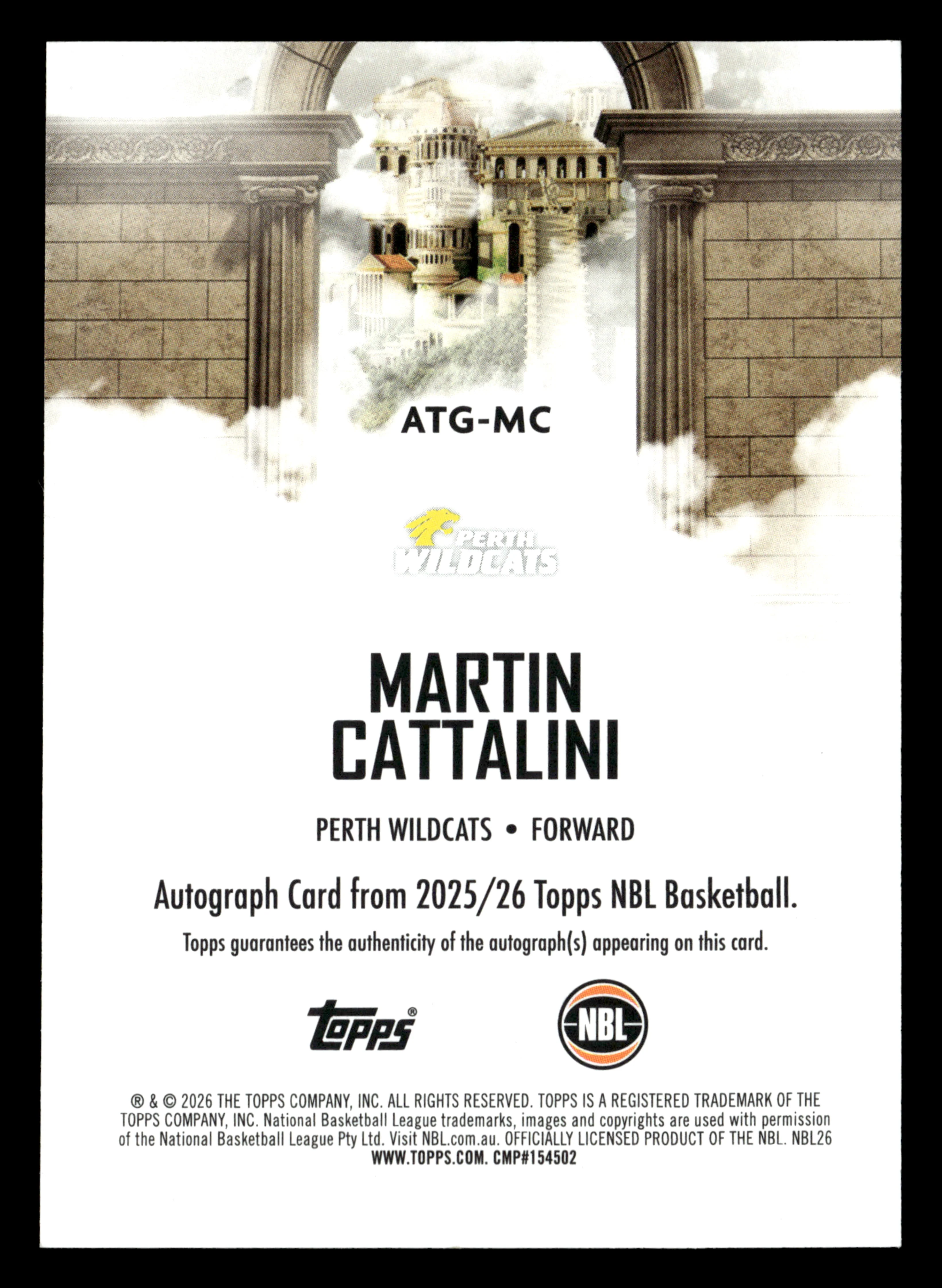 2025-26 Topps NBL - All-Time Greats Martin Cattalini Auto - Image 2