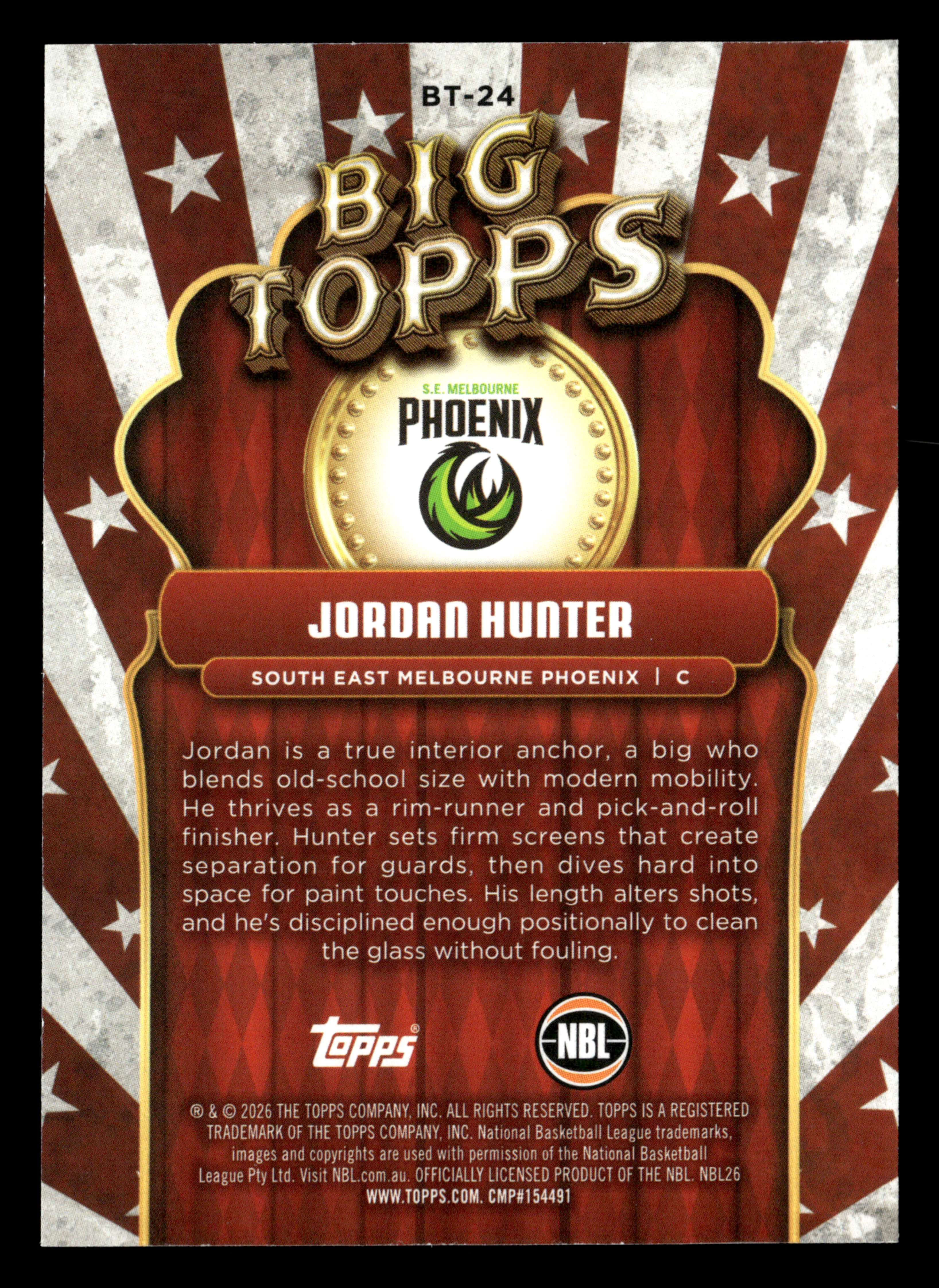 2025-26 Topps NBL - Big Topps Jordan Hunter #/50 - Image 2