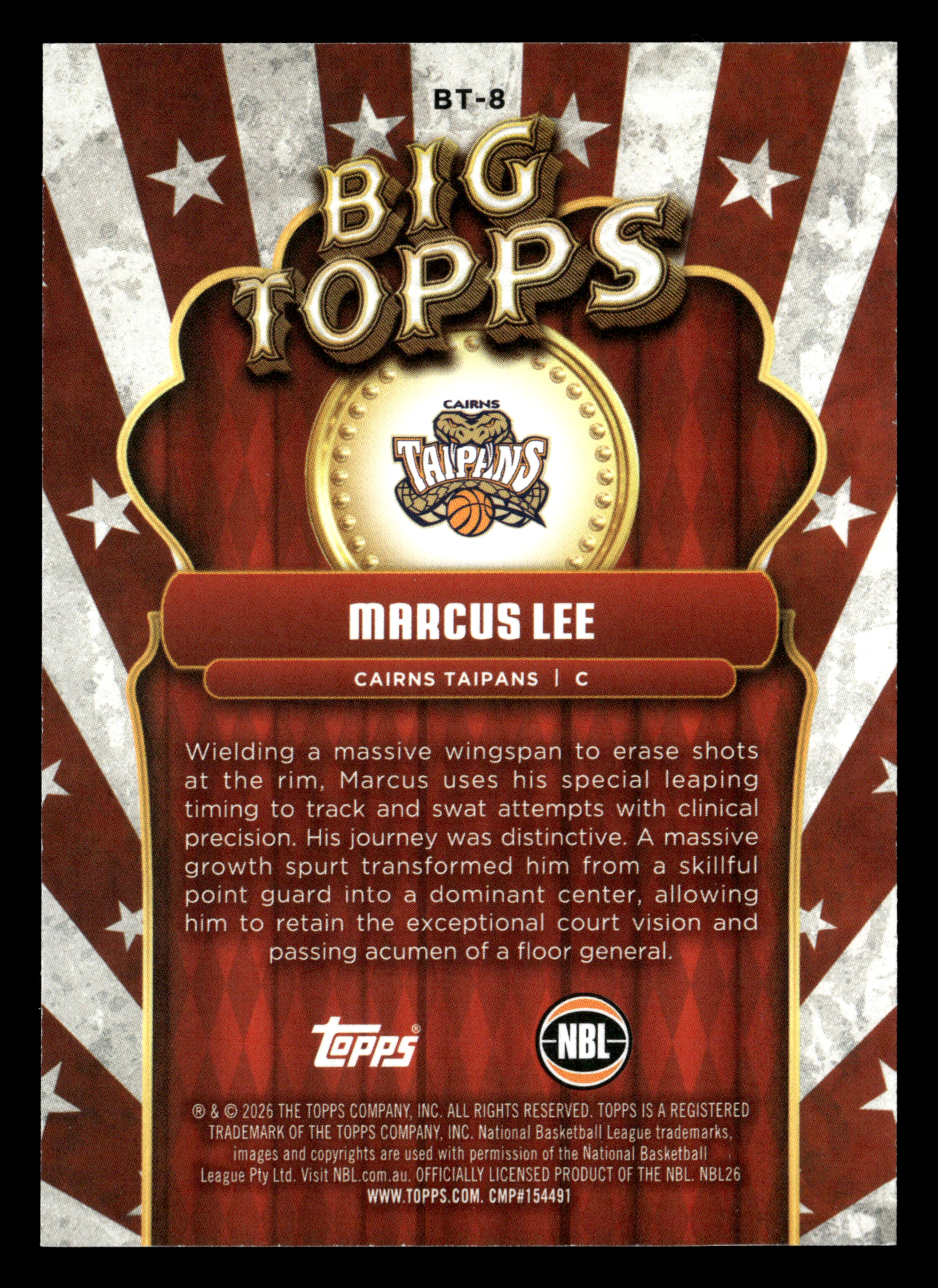 2025-26 Topps NBL - Big Topps Marcus Lee #/50 - Image 2