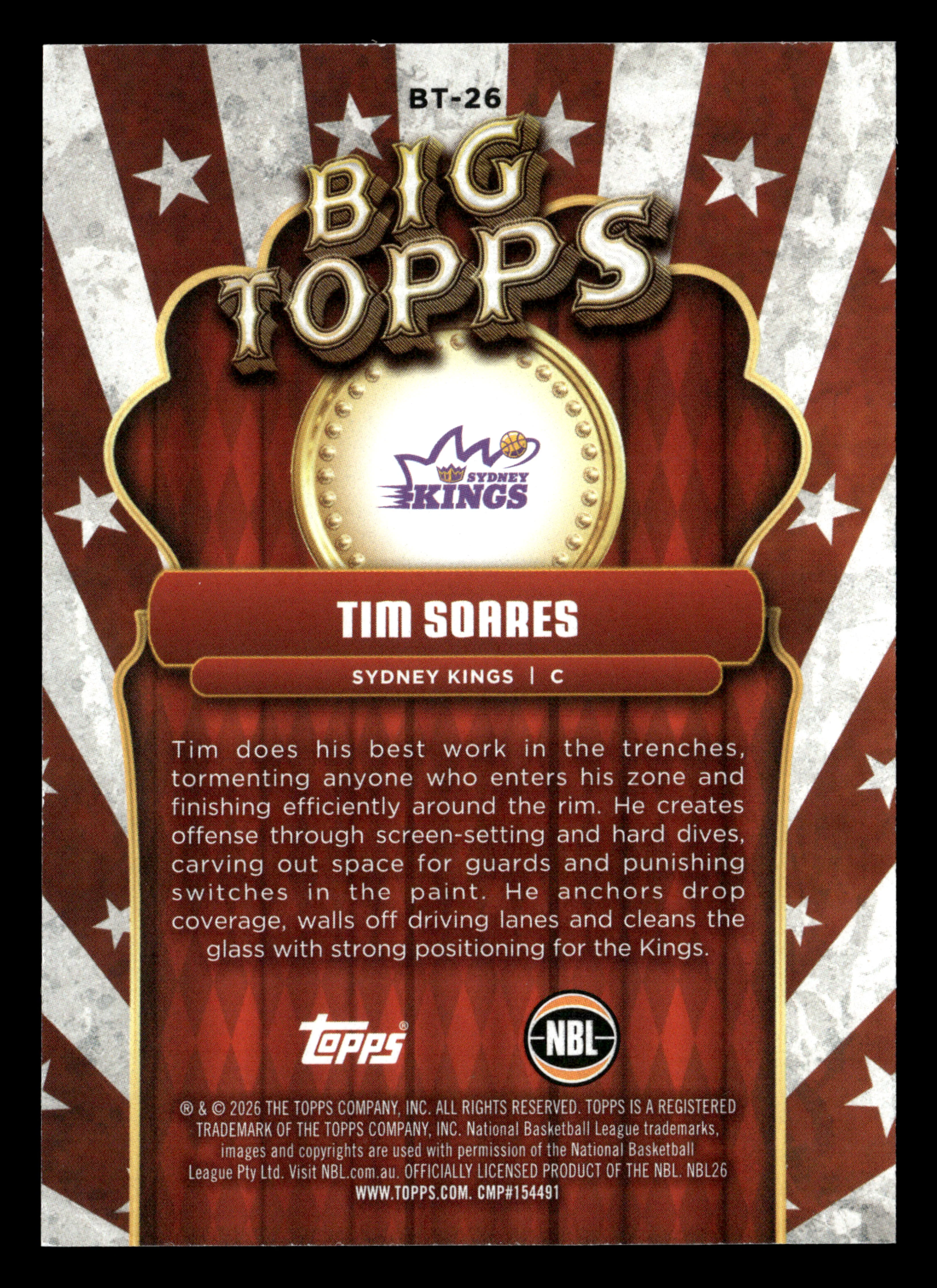 2025-26 Topps NBL - Big Topps Tim Soares #/10 - Image 2