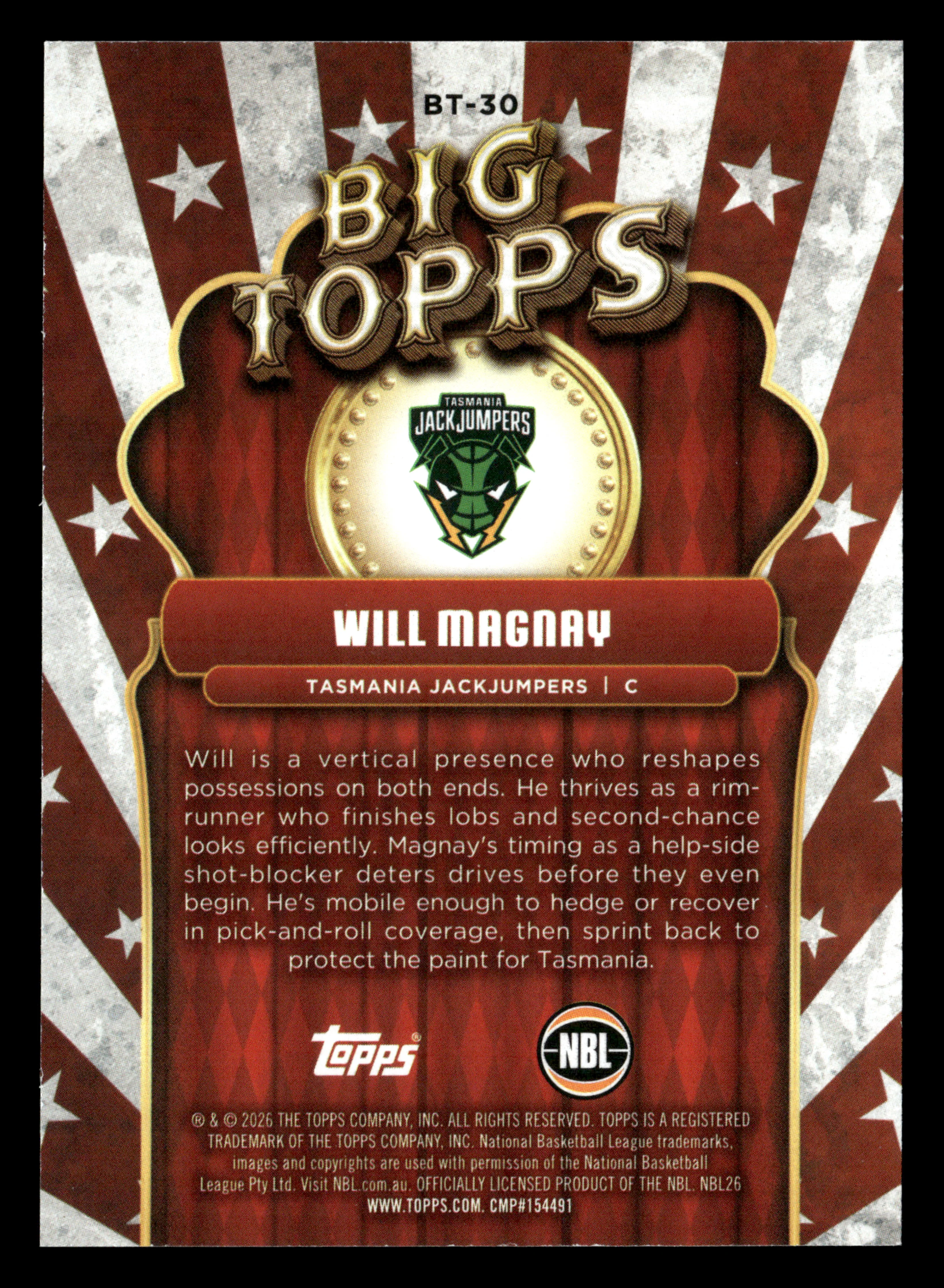 2025-26 Topps NBL - Big Topps Will Magnay #/25 - Image 2