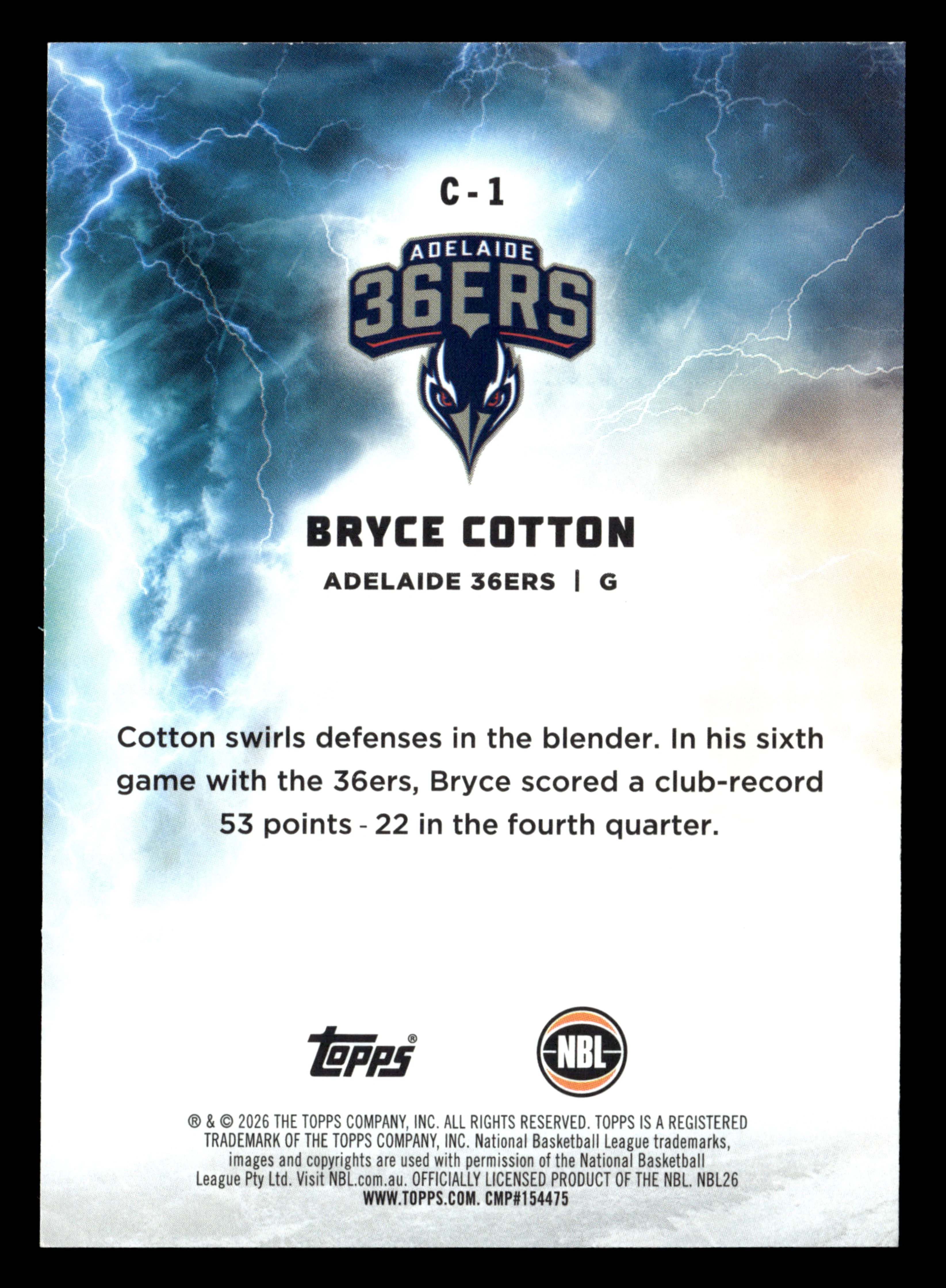 2025-26 Topps NBL - Cyclones Bryce Cotton #/50 - Image 2