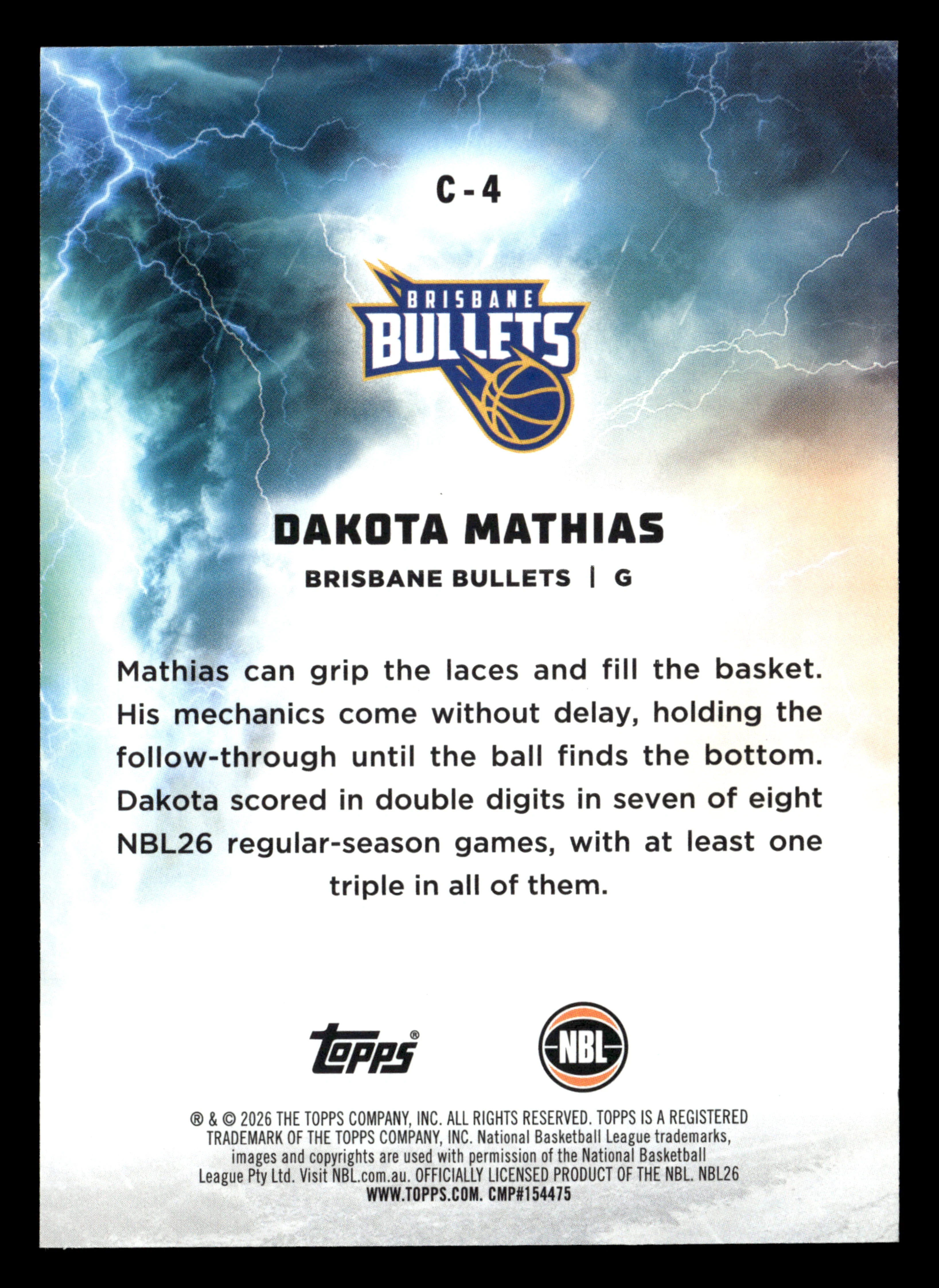 2025-26 Topps NBL - Cyclones Dakota Mathias #/25 - Image 2