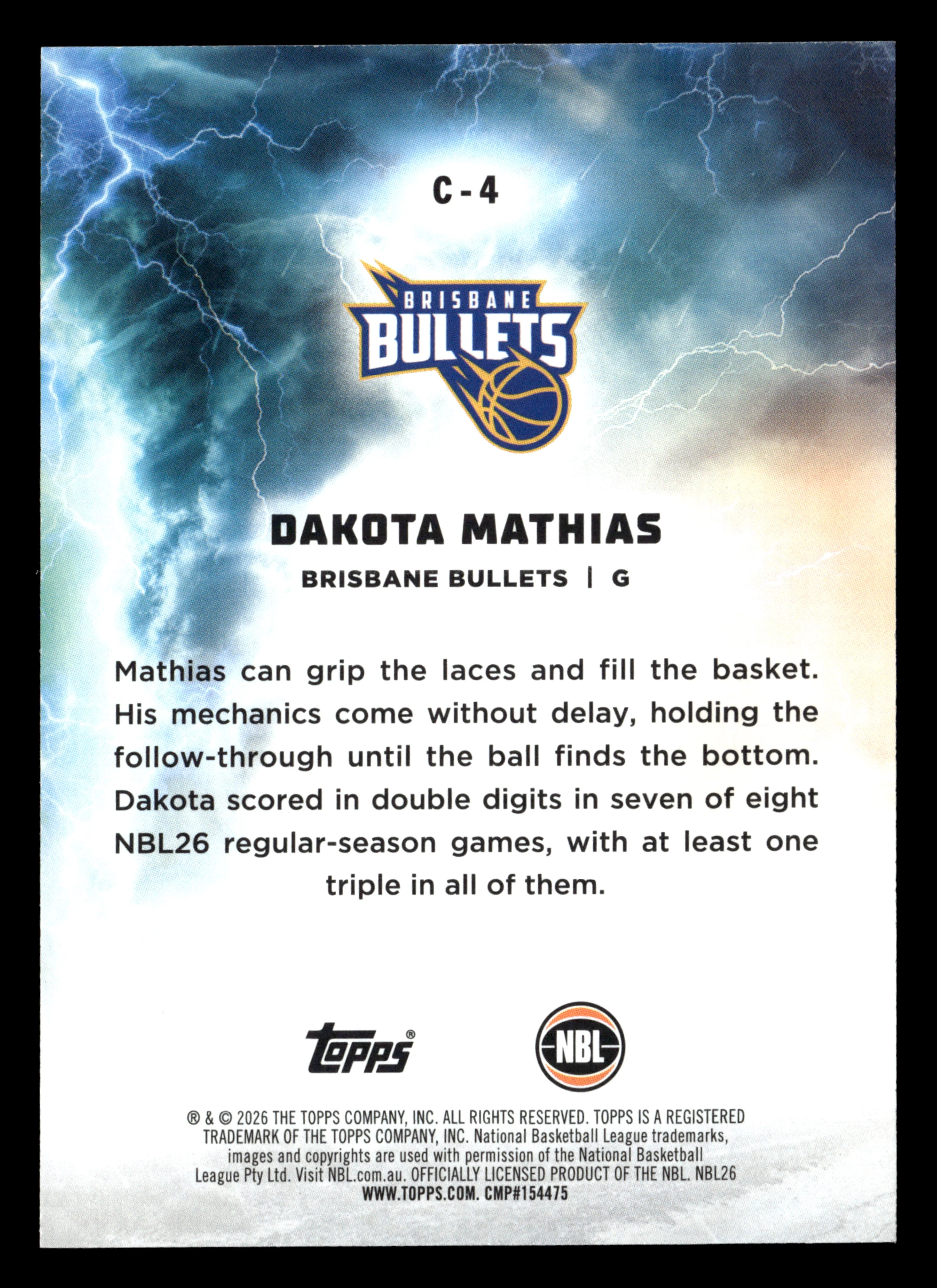 2025-26 Topps NBL - Cyclones Dakota Mathias #/50 - Image 2