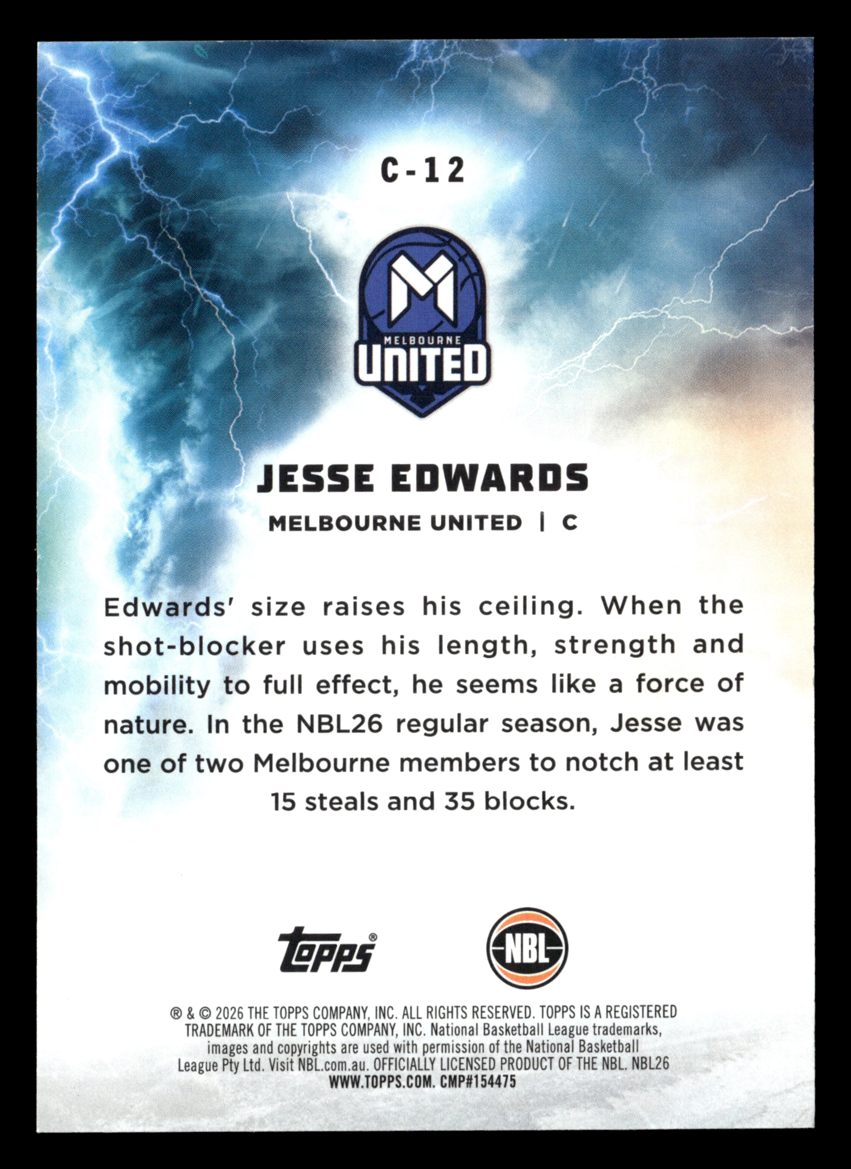 2025-26 Topps NBL - Cyclones Jesse Edwards #/50 - Image 2