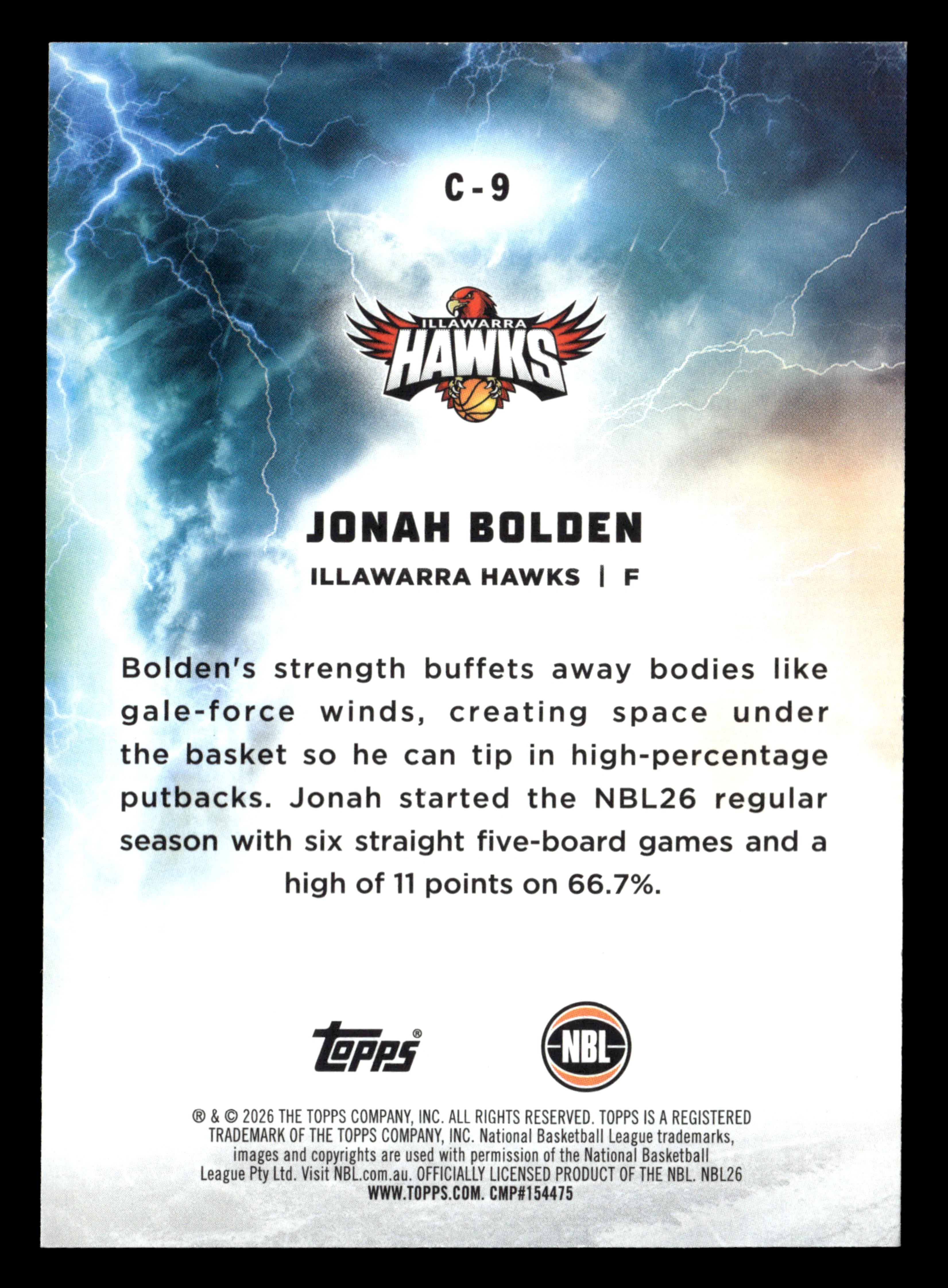 2025-26 Topps NBL - Cyclones Jonah Bolden #/50 - Image 2