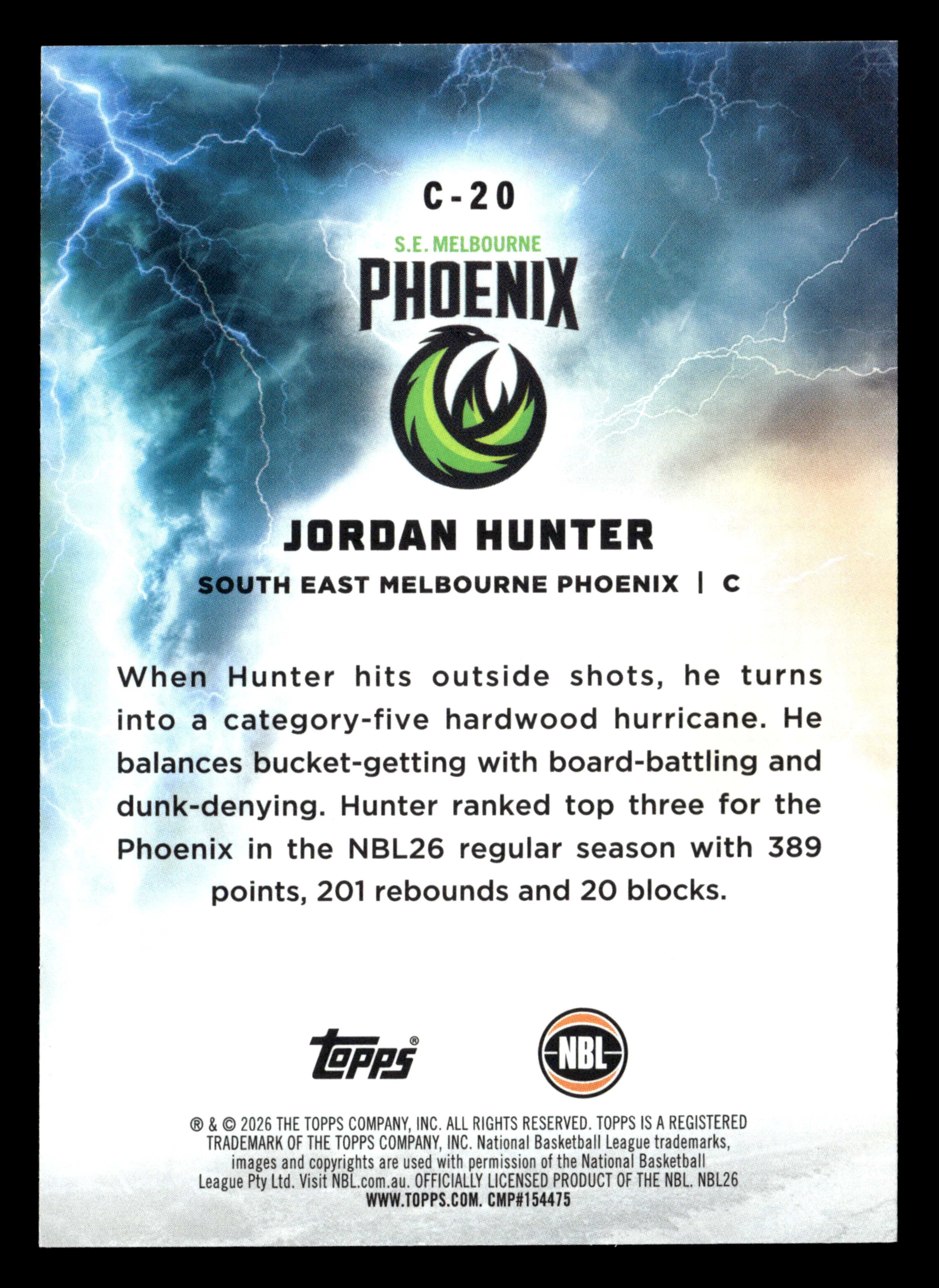 2025-26 Topps NBL - Cyclones Jordan Hunter #/25 - Image 2