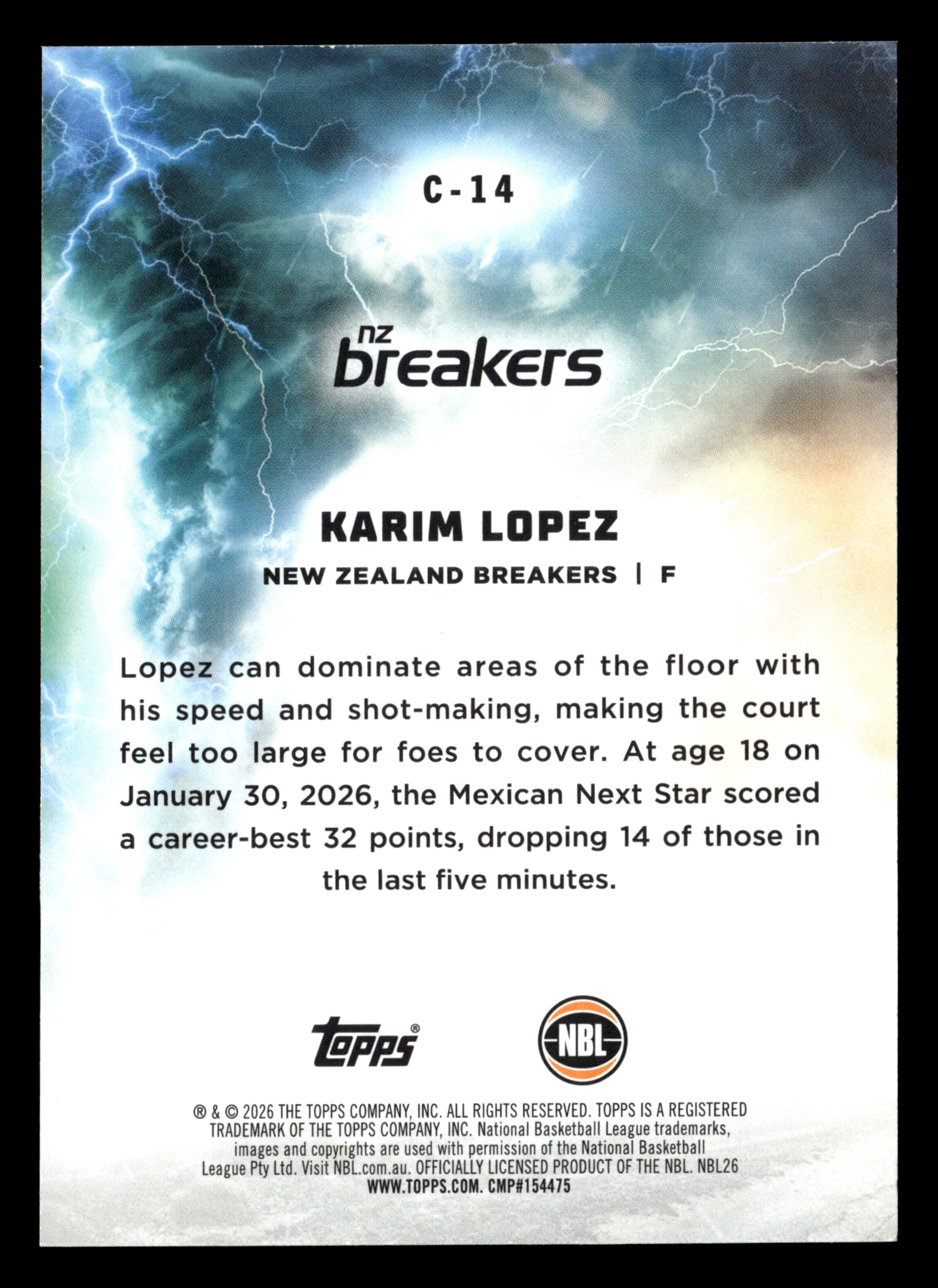 2025-26 Topps NBL - Cyclones Karim Lopez #/10 - Image 2