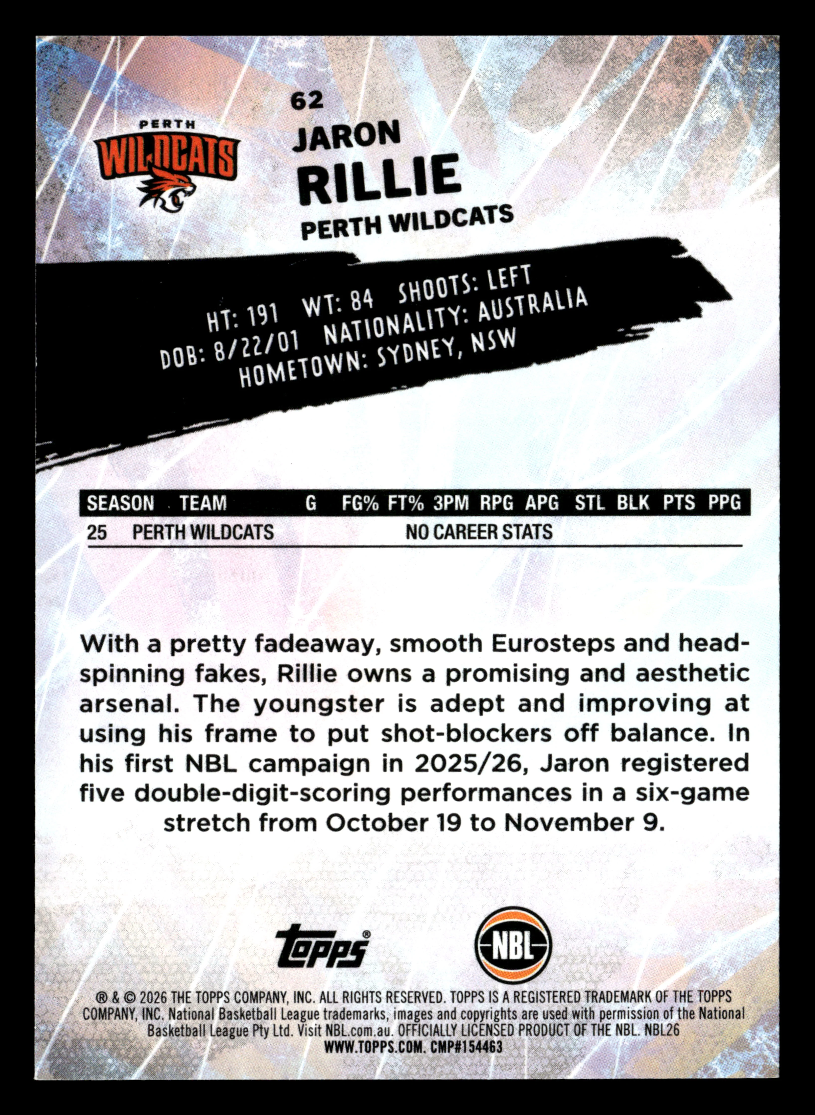 2025-26 Topps NBL - Jaron Rillie #/5 - Image 2