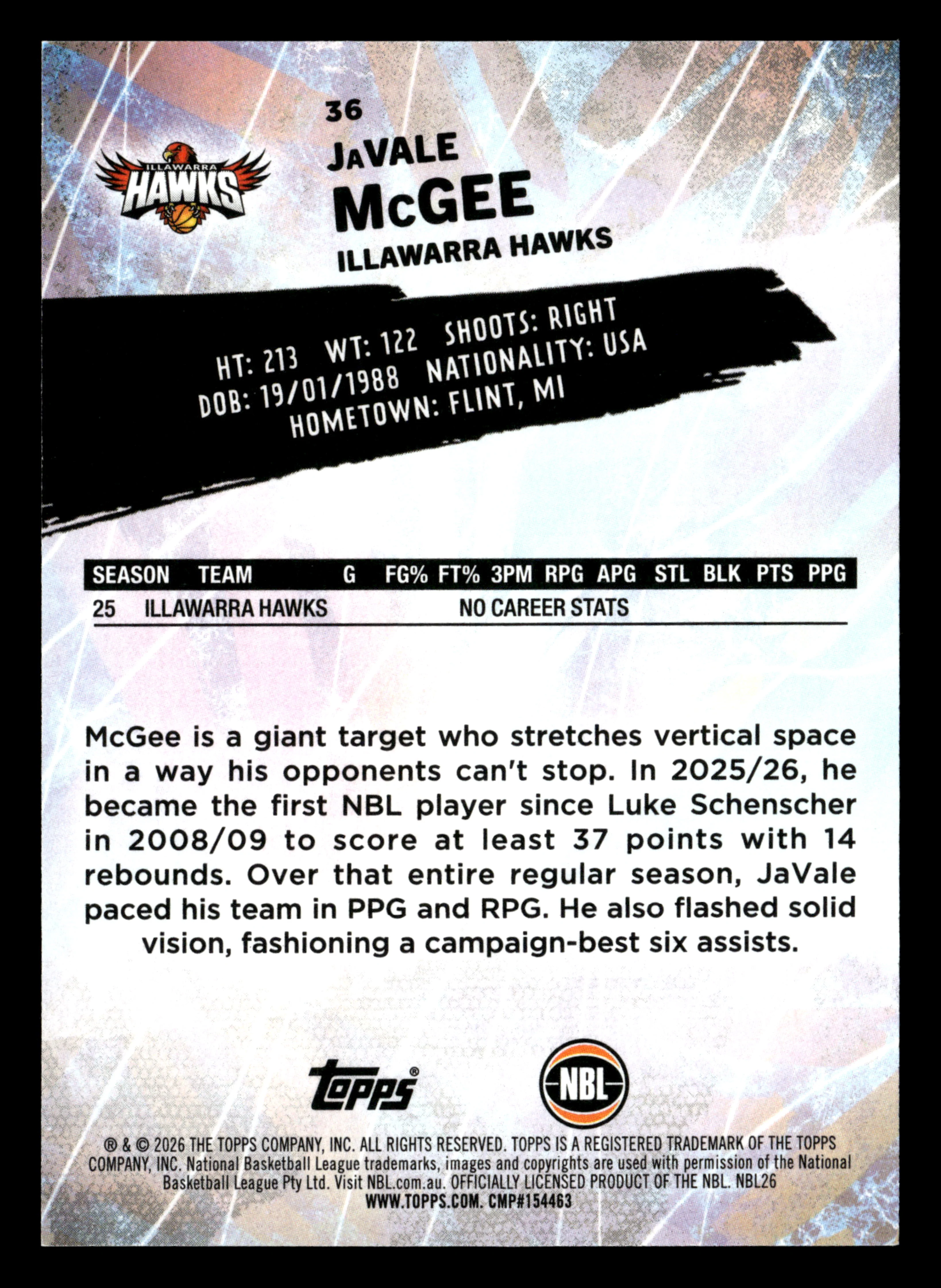 2025-26 Topps NBL - JaVale McGee #/10 - Image 2