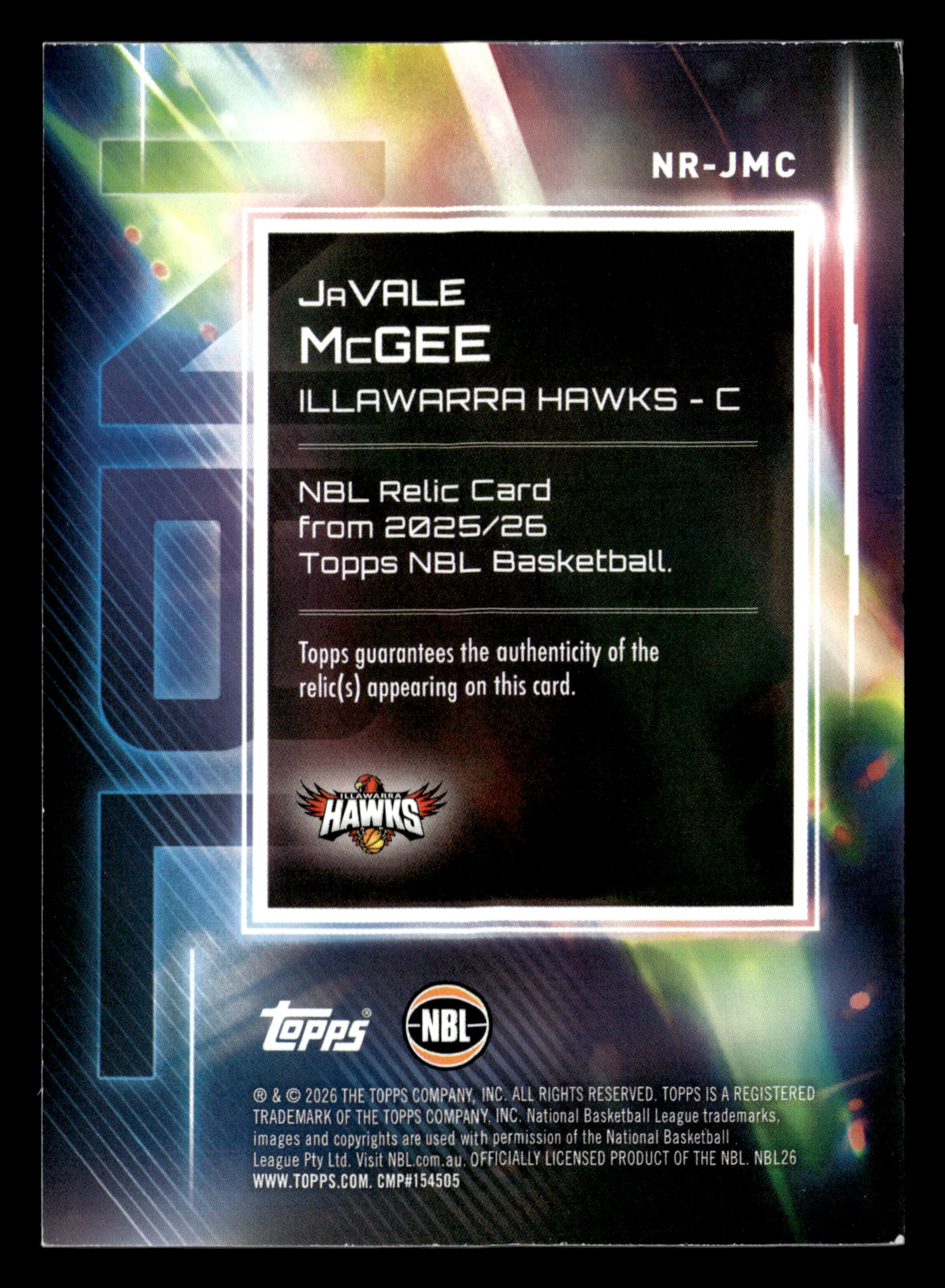 2025-26 Topps NBL - JaVale McGee Relic #/25 - Image 2