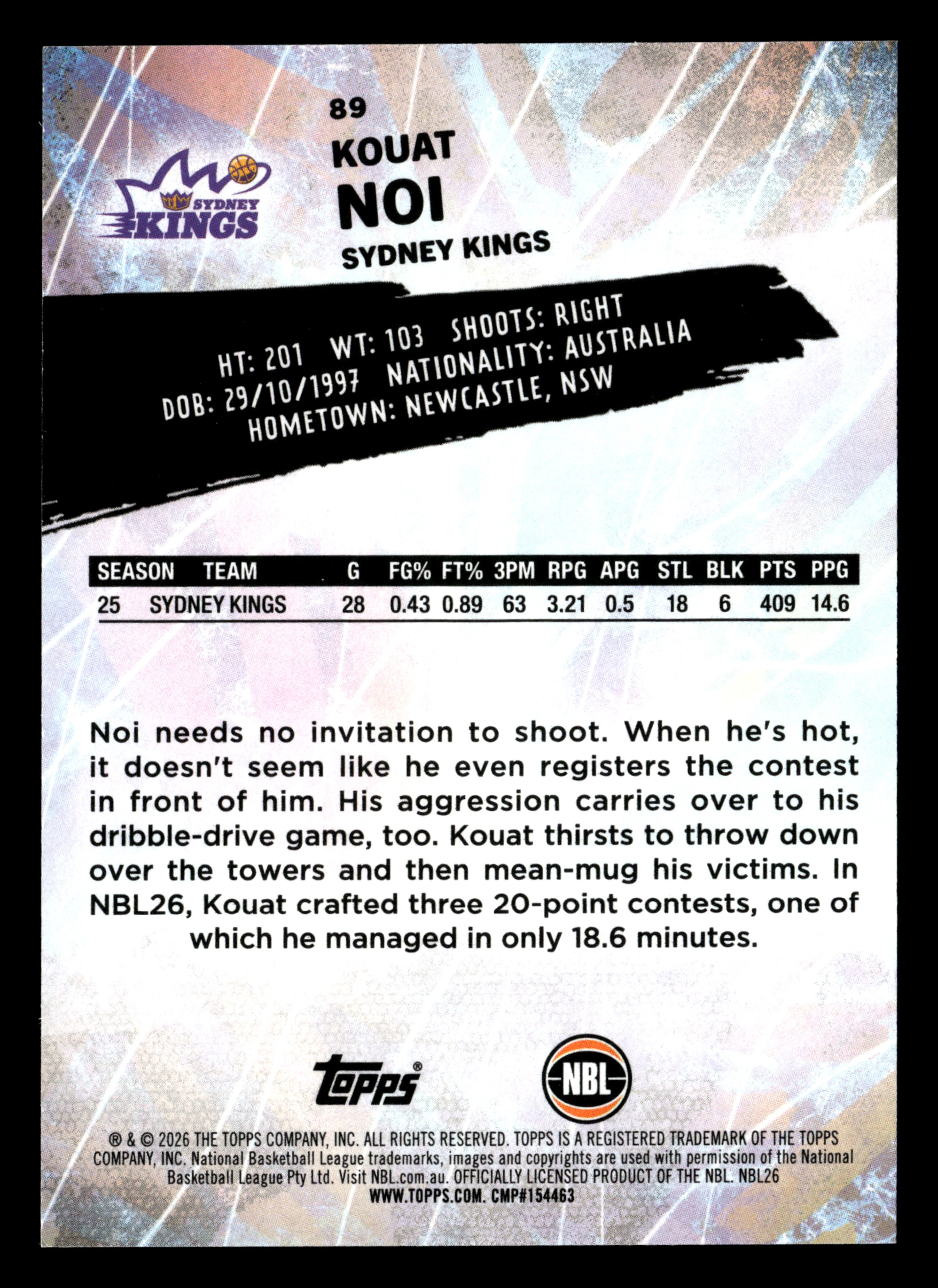 2025-26 Topps NBL - Kouat Noi #/5 - Image 2