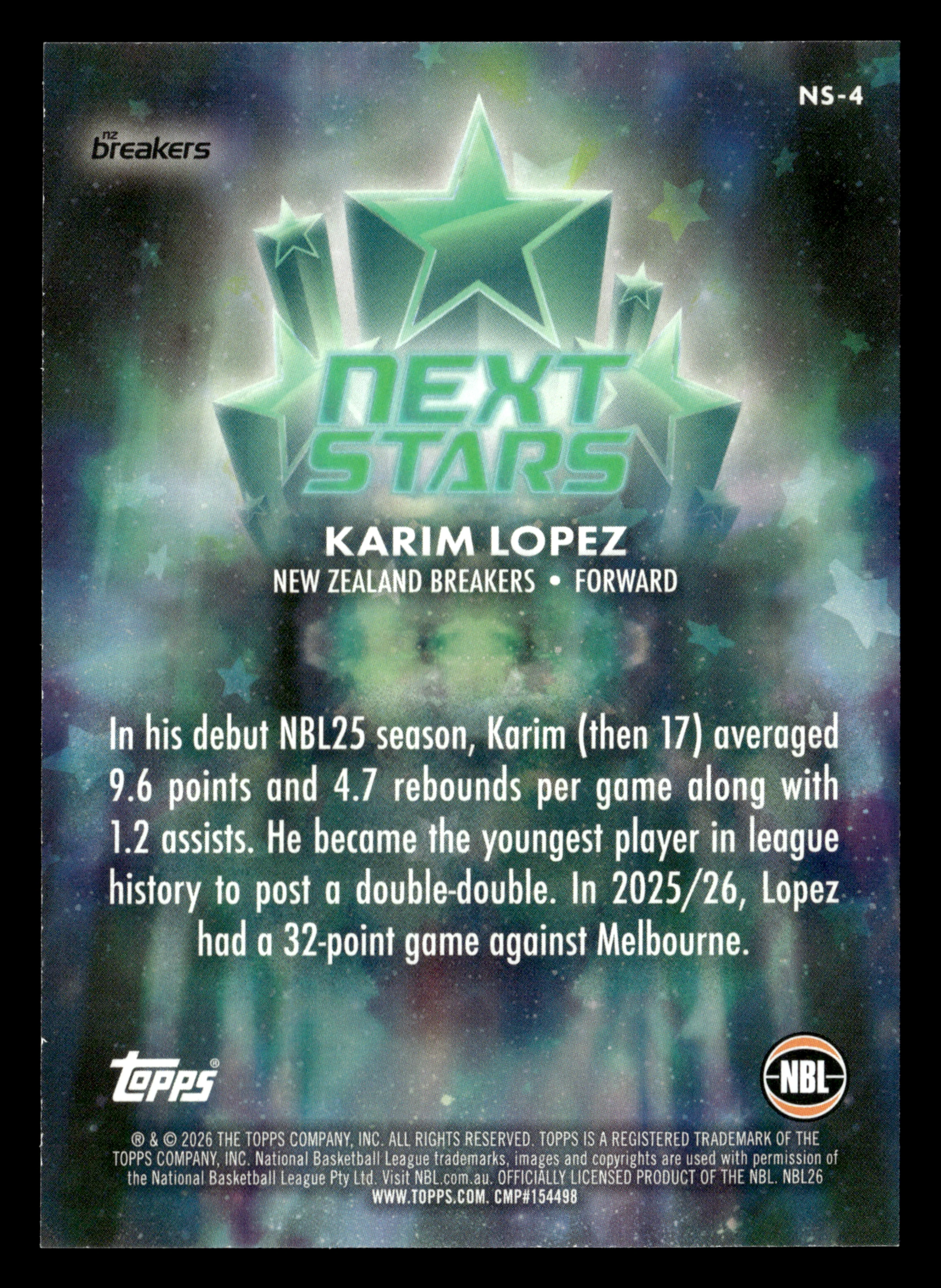 2025-26 Topps NBL - Next Stars SSP Karim Lopez - Image 2