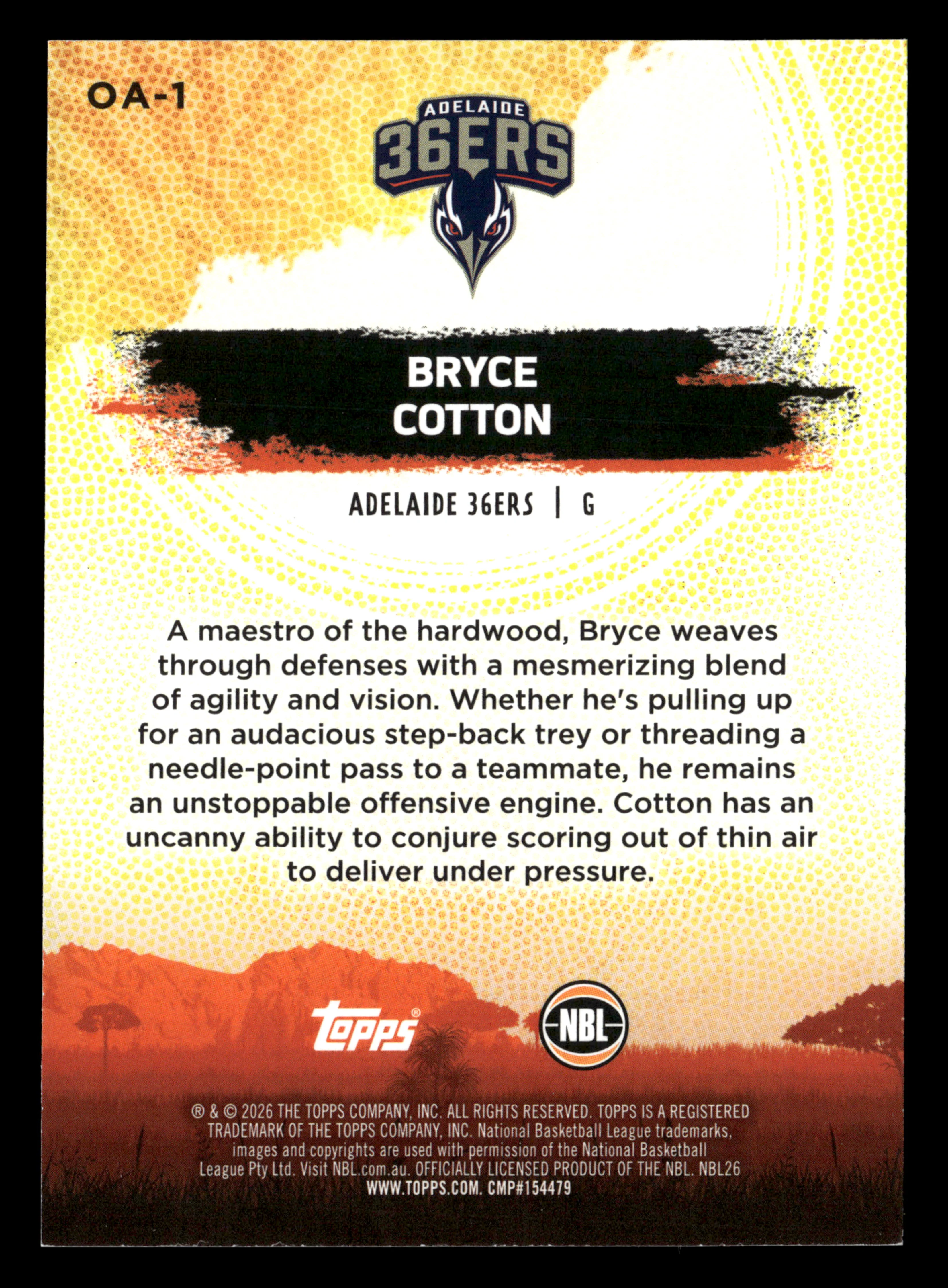 2025-26 Topps NBL - Oohs and Ahhs Bryce Cotton #/10 - Image 2