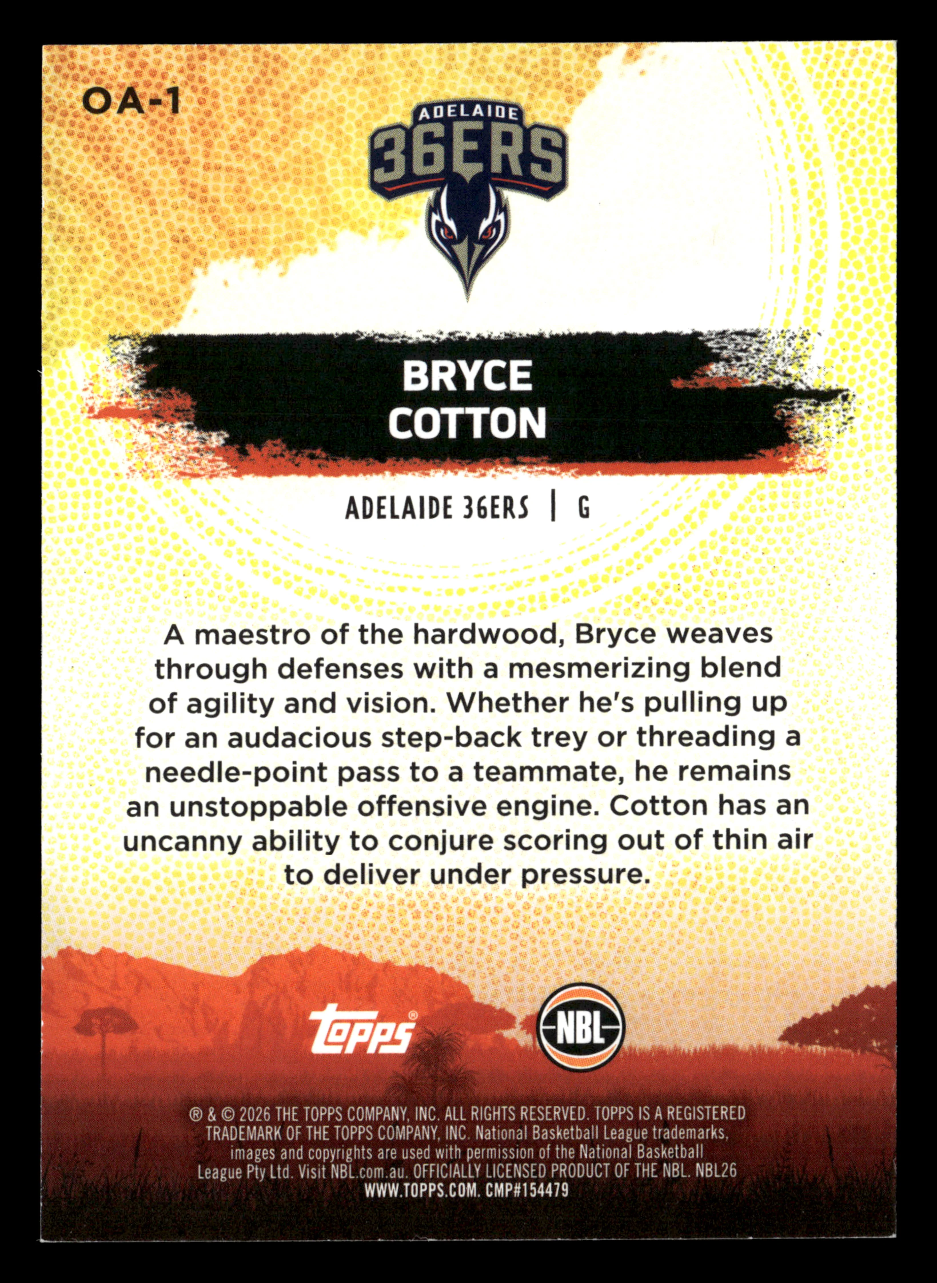2025-26 Topps NBL - Oohs and Ahhs Bryce Cotton #/25 - Image 2
