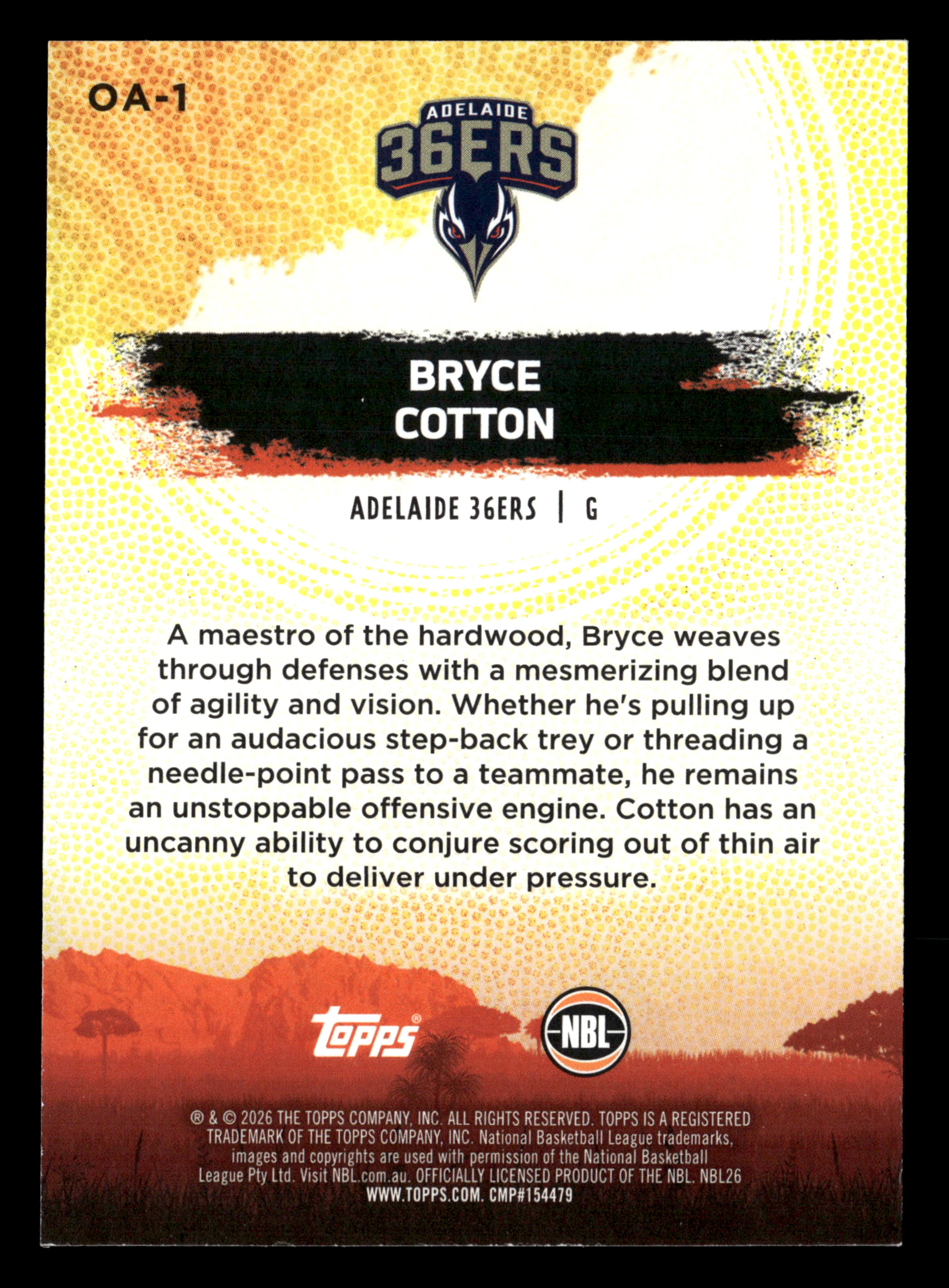 2025-26 Topps NBL - Oohs and Ahhs Bryce Cotton #/50 - Image 2