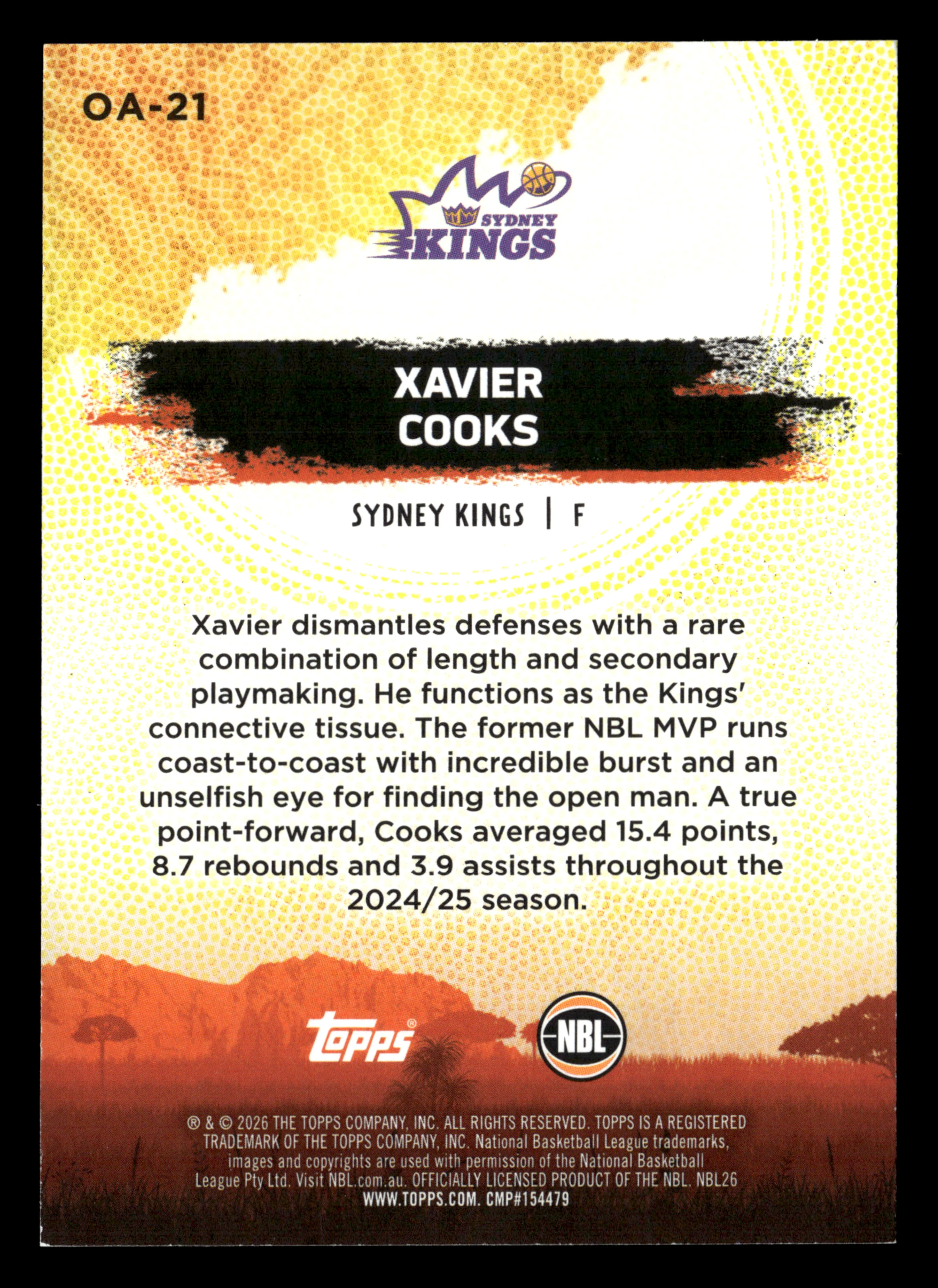 2025-26 Topps NBL - Oohs and Ahhs Xavier Cooks #/50 - Image 2