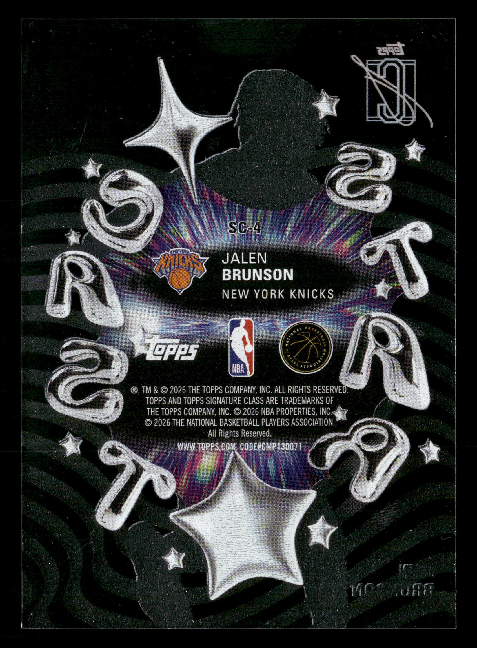 2025-26 Topps Signature Class #SC-4 Jalen Brunson Star Cast - Image 2