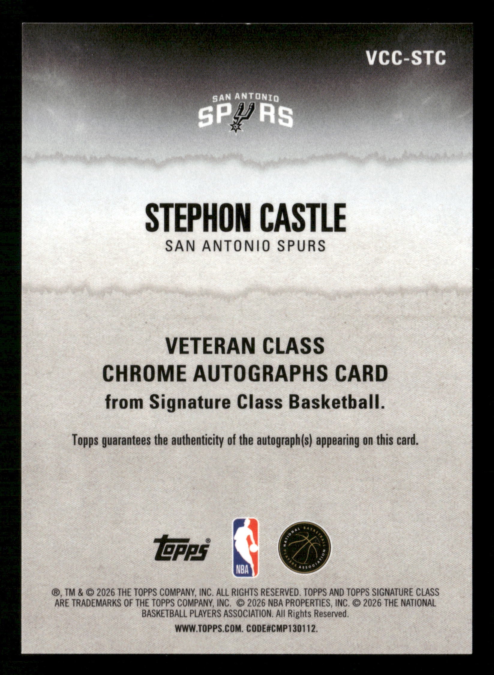 2025-26 Topps Signature Class #VCC-STC Castle Veteran Class Chrome Auto #/50 - Image 2