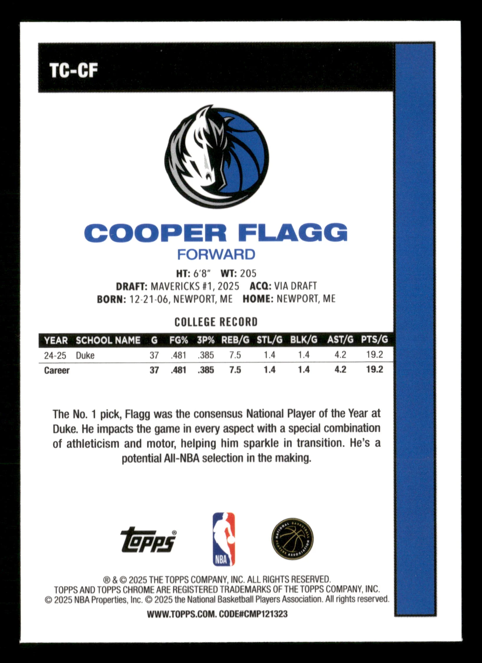 2025-26 Topps #TC-CF Cooper Flagg 1980-81 Topps Chrome Basketball - Image 2