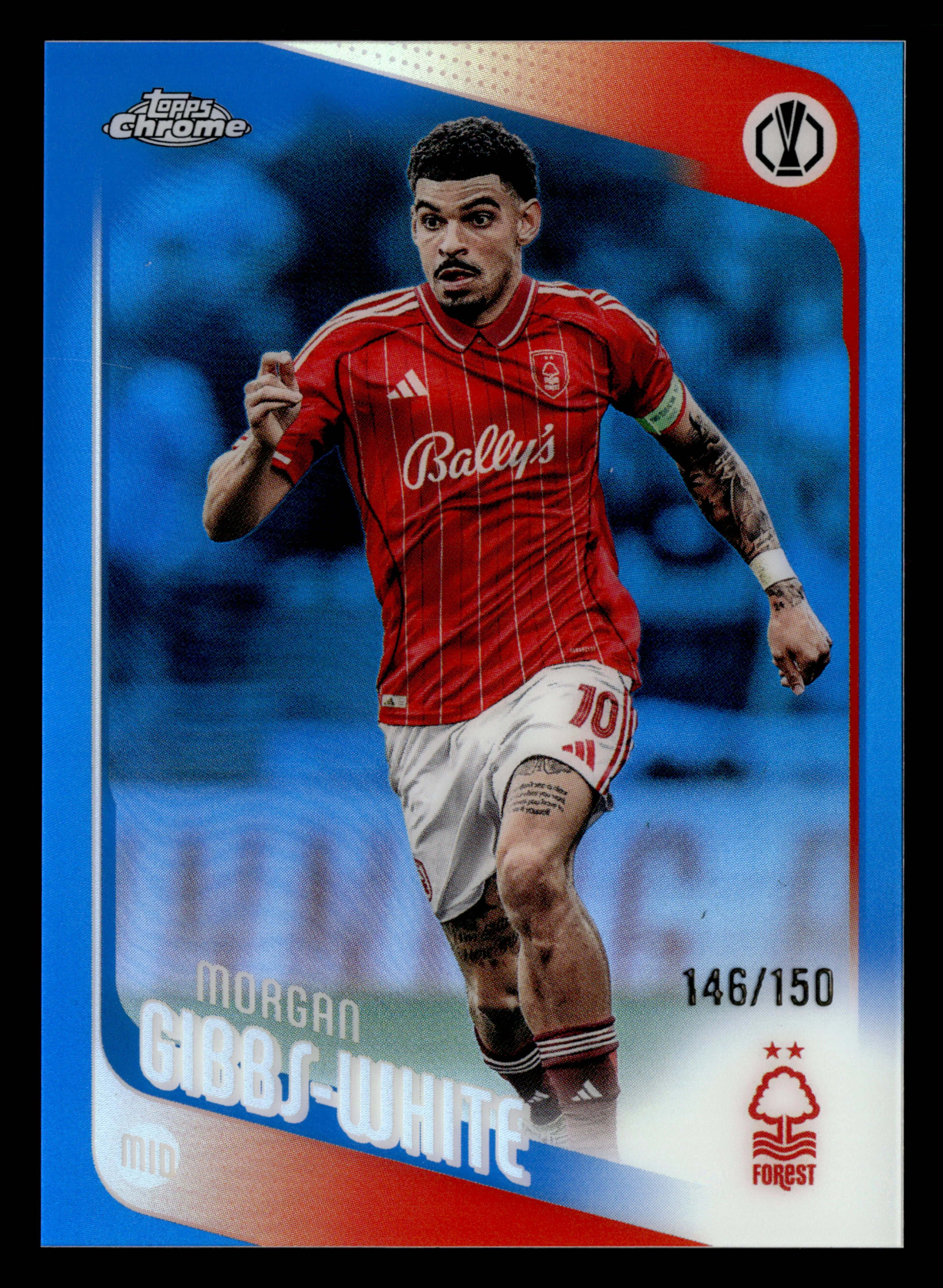2025-26 Topps UCC #53 Morgan Gibbs-White Blue Refractor /150