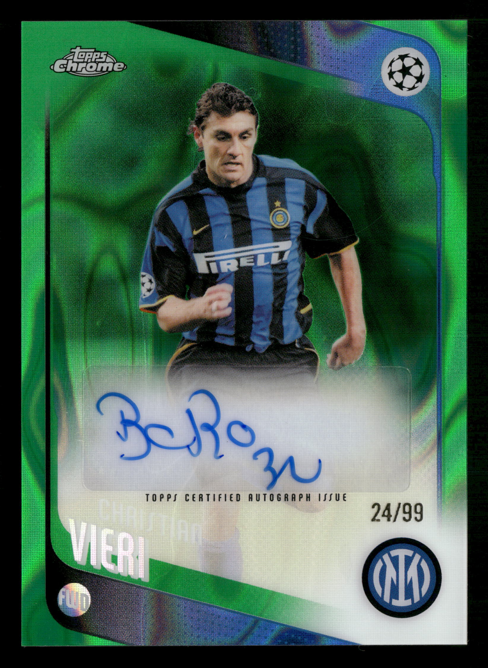 2025-26 Topps UCC #CLA-CV Christian Vieri Chrome Autographs Green Refractor #/99