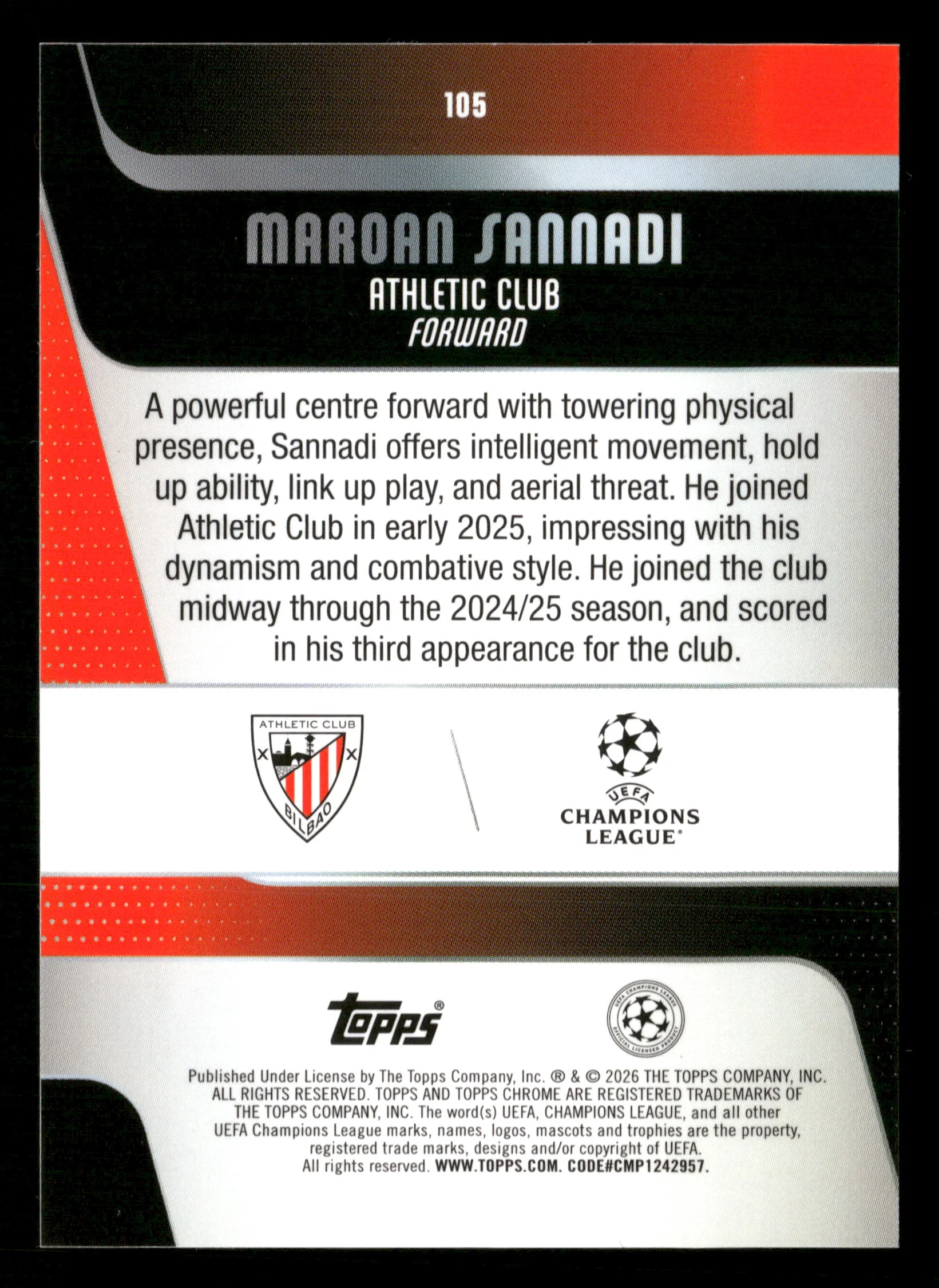 2025-26 Topps UEFA Club Competitions #105 Maroan Sannadi Breakers Delight /5 - Image 2