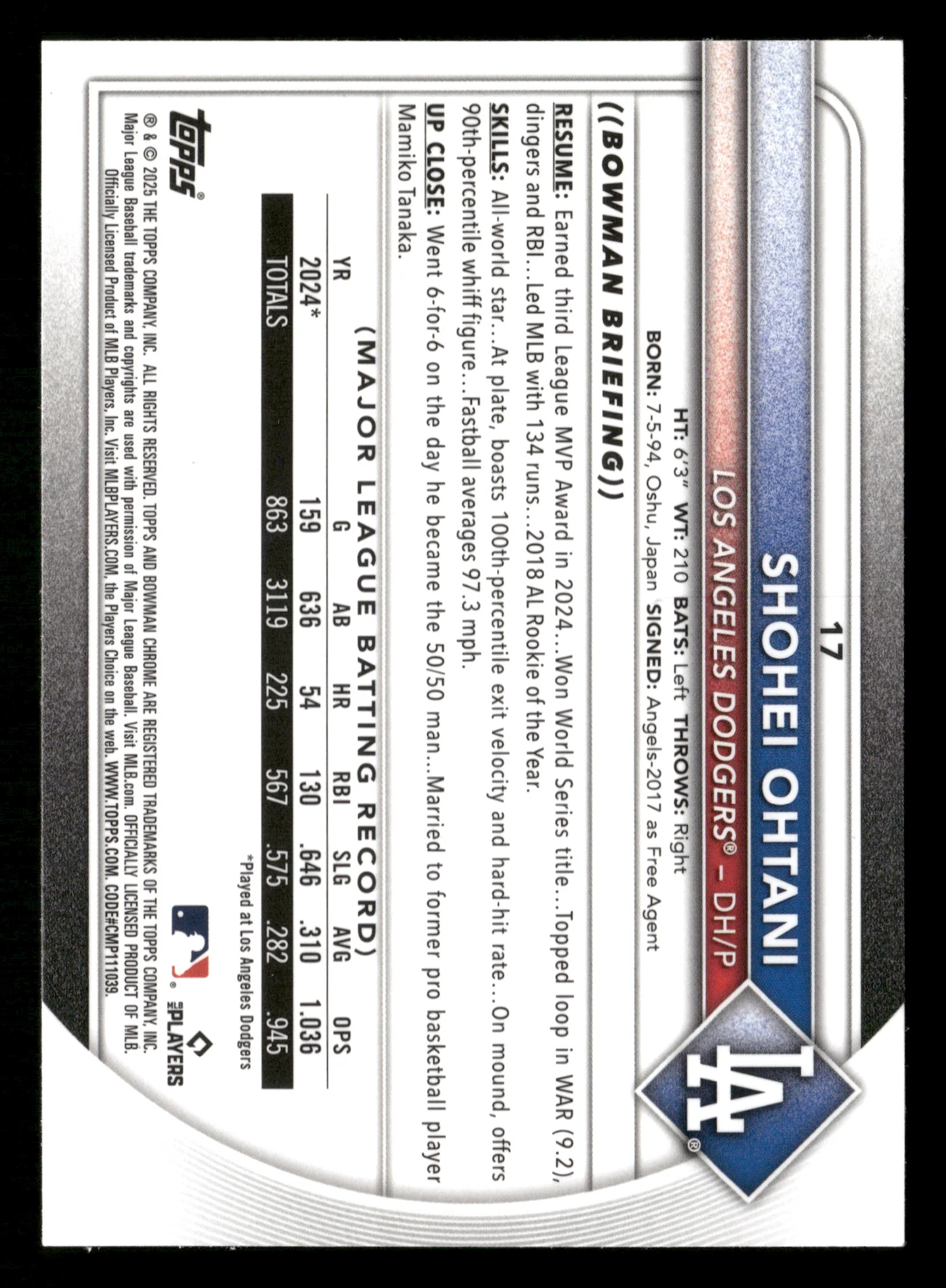 2025 Bowman Chrome - Shohei Ohtani #17 Mega Box Mojo Refractor - Image 2