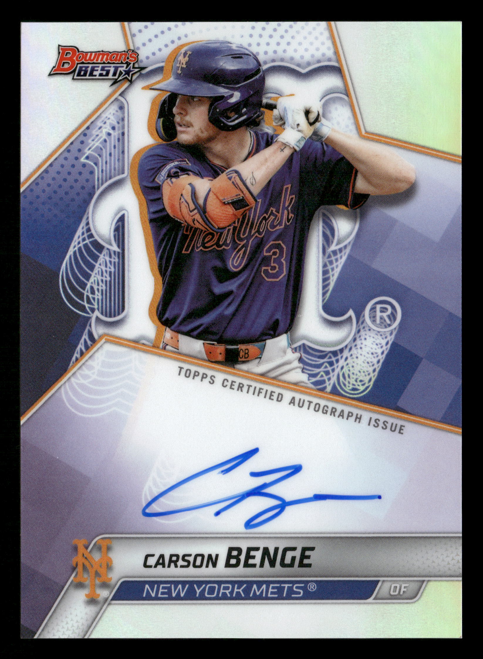 2025 Bowman's Best #B25-CBE Carson Benge Best of 2025 Autographs Refractors