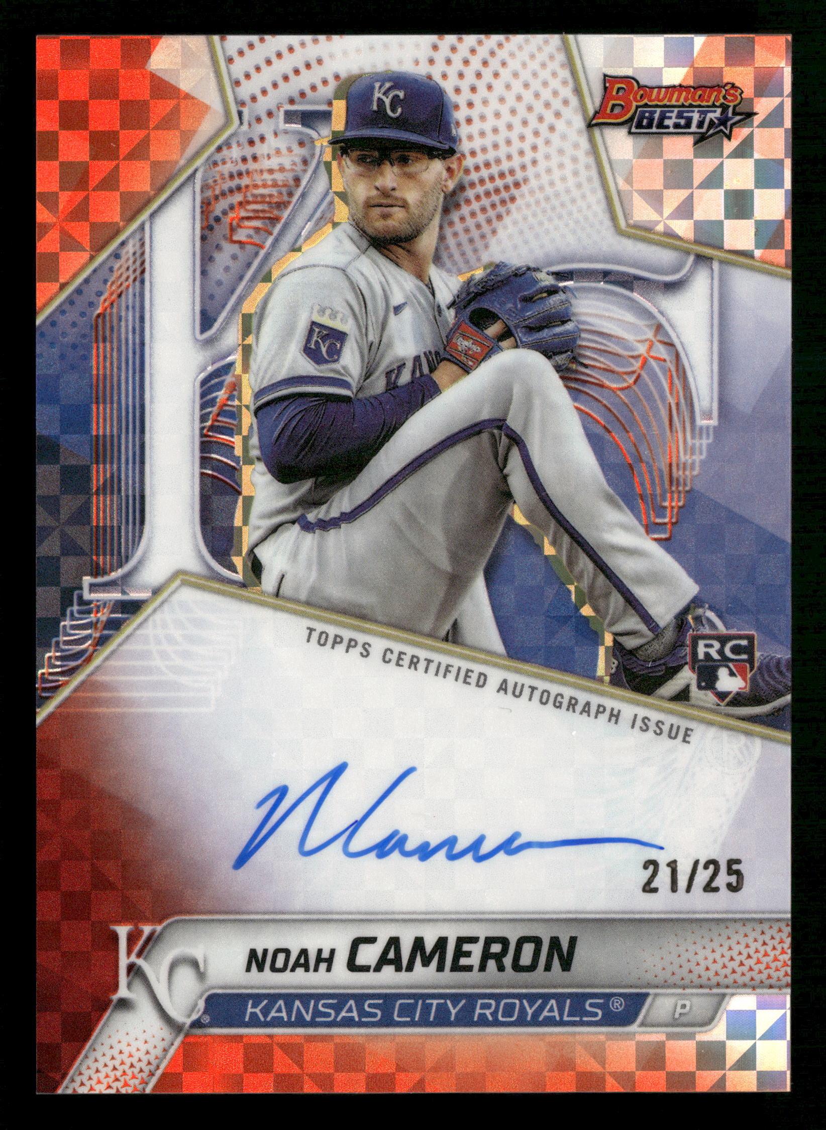 2025 Bowman's Best #B25-NC Noah Cameron Best of 2025 Orange Refractor Auto #/25