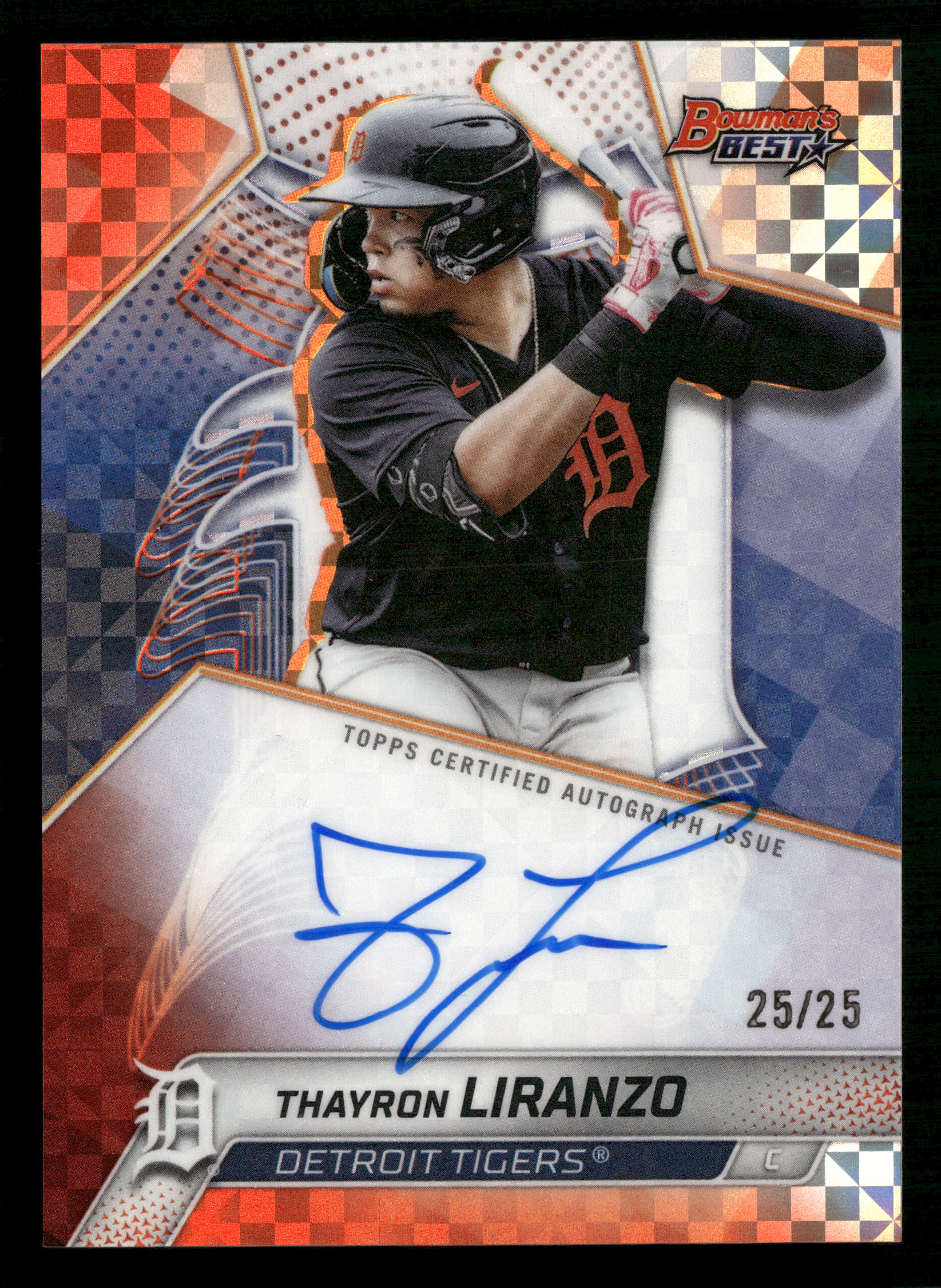 2025 Bowman's Best #B25-TL Thayron Liranzo Best of 2025 Auto Orange #/25