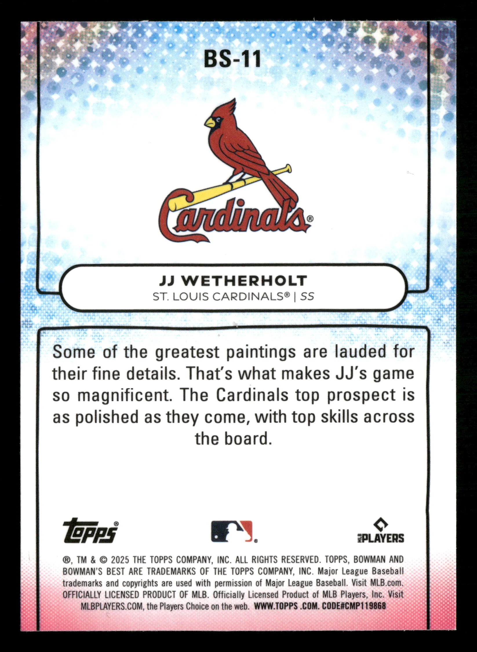 2025 Bowman's Best #BS-11 JJ Wetherholt Bowman Showpieces - Image 2
