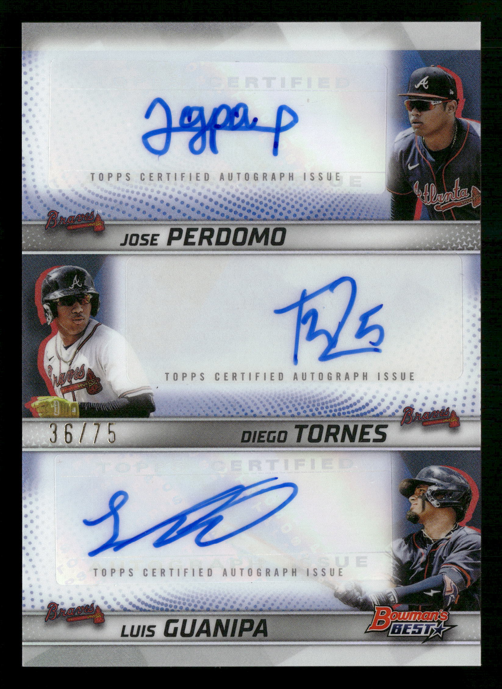 2025 Bowman's Best Luis Guanipa / Jose Perdomo / Diego Tornes Triple Auto #/75