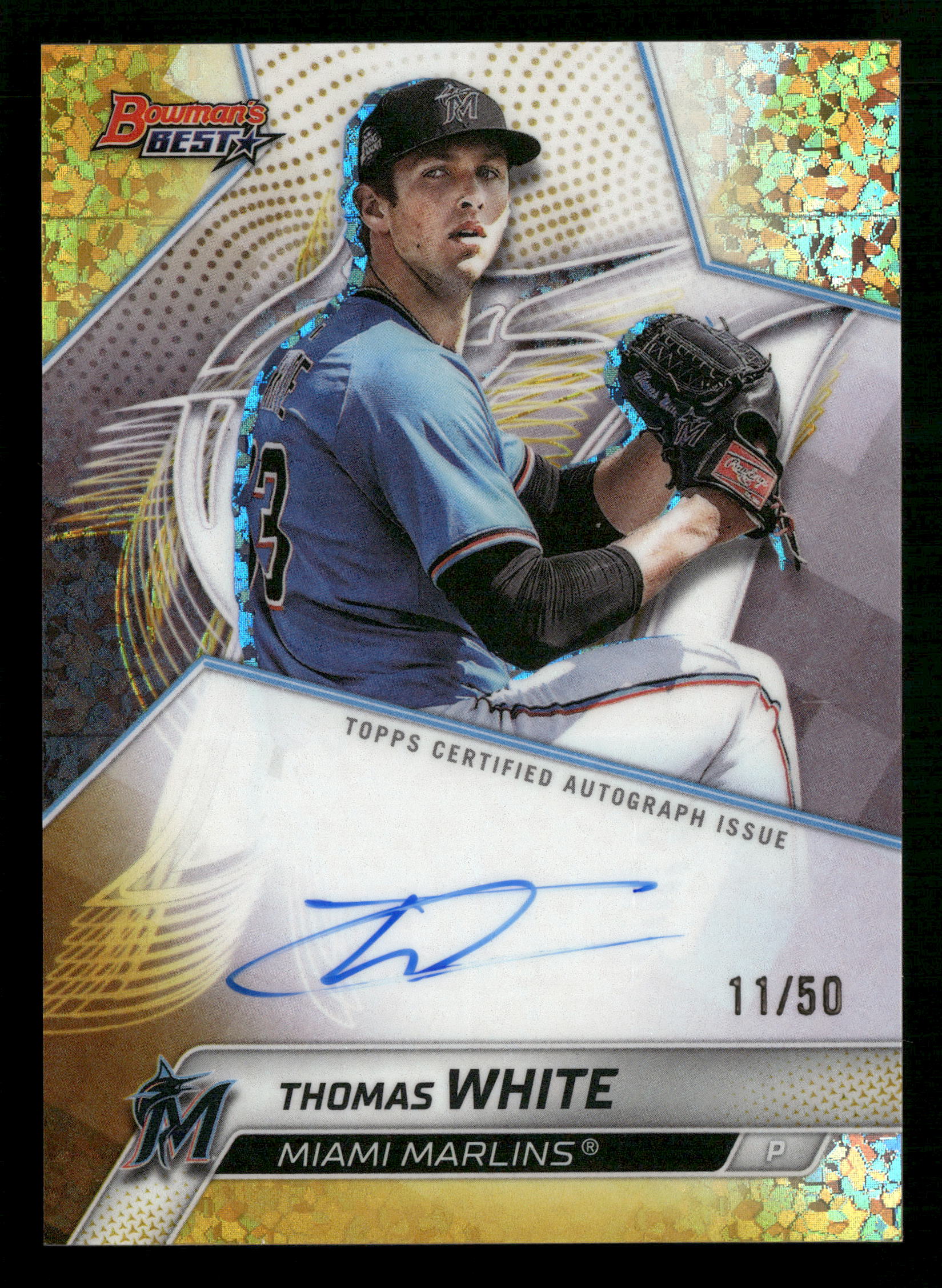 2025 Bowman's Best Thomas White Best of 2025 Gold Mini-Diamond Refractors #/50