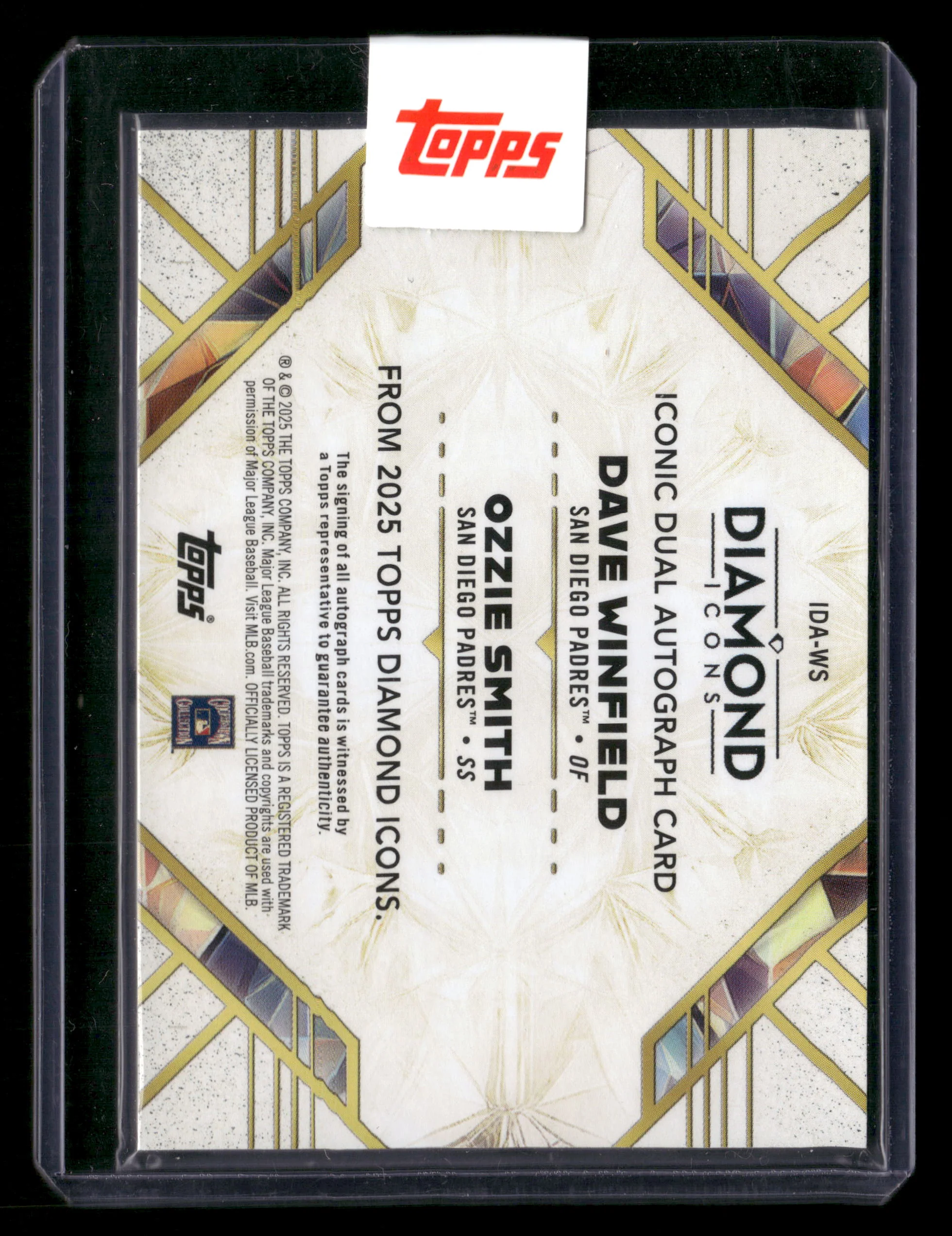 2025 Diamond Icons Ozzie Smith/Dave Winfield Iconic Dual Auto Blue #/15 - Image 2