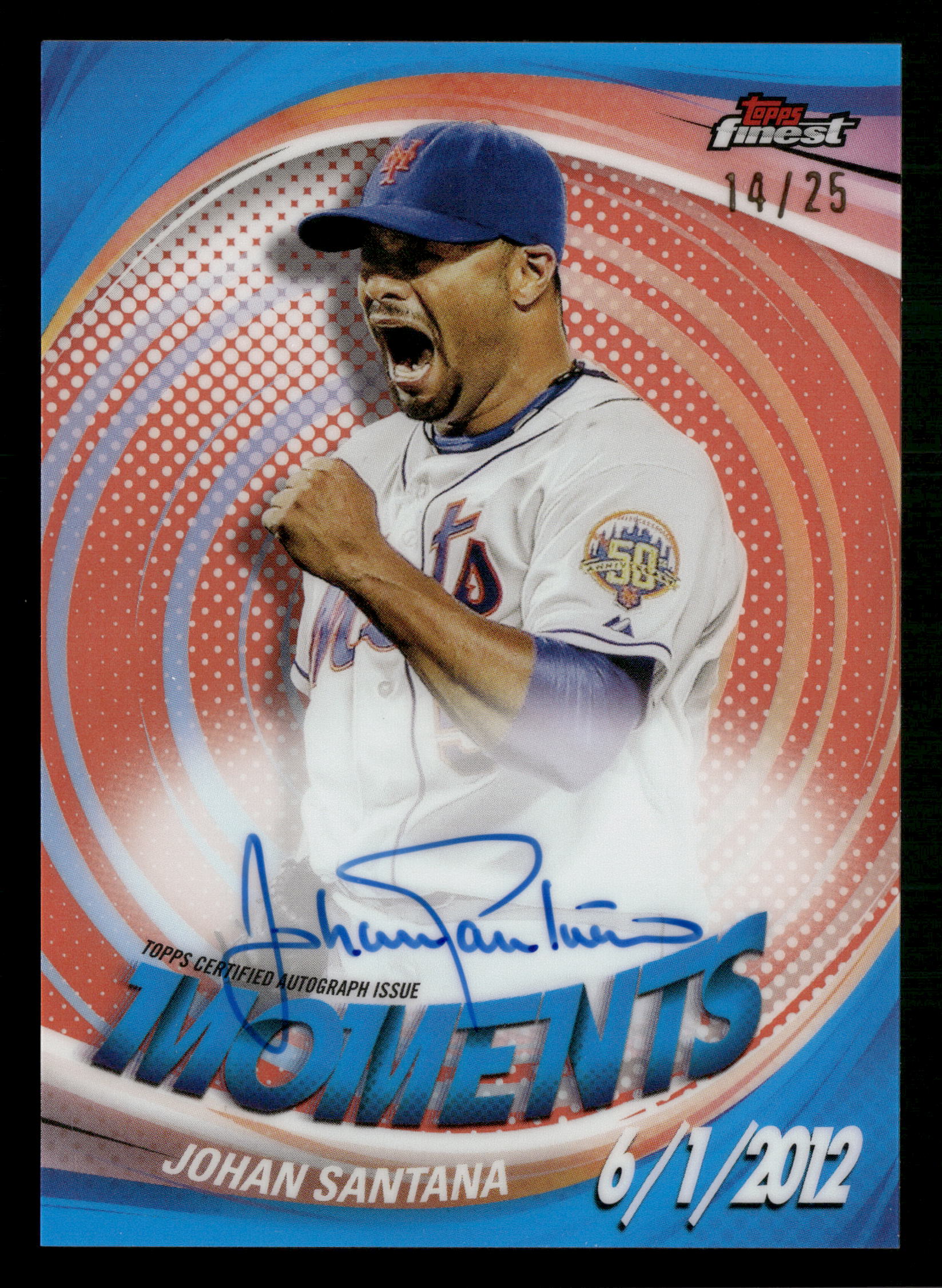 2025 Finest #FMA-JSA Johan Santana Finest Moments Auto Orange Refractors #/25