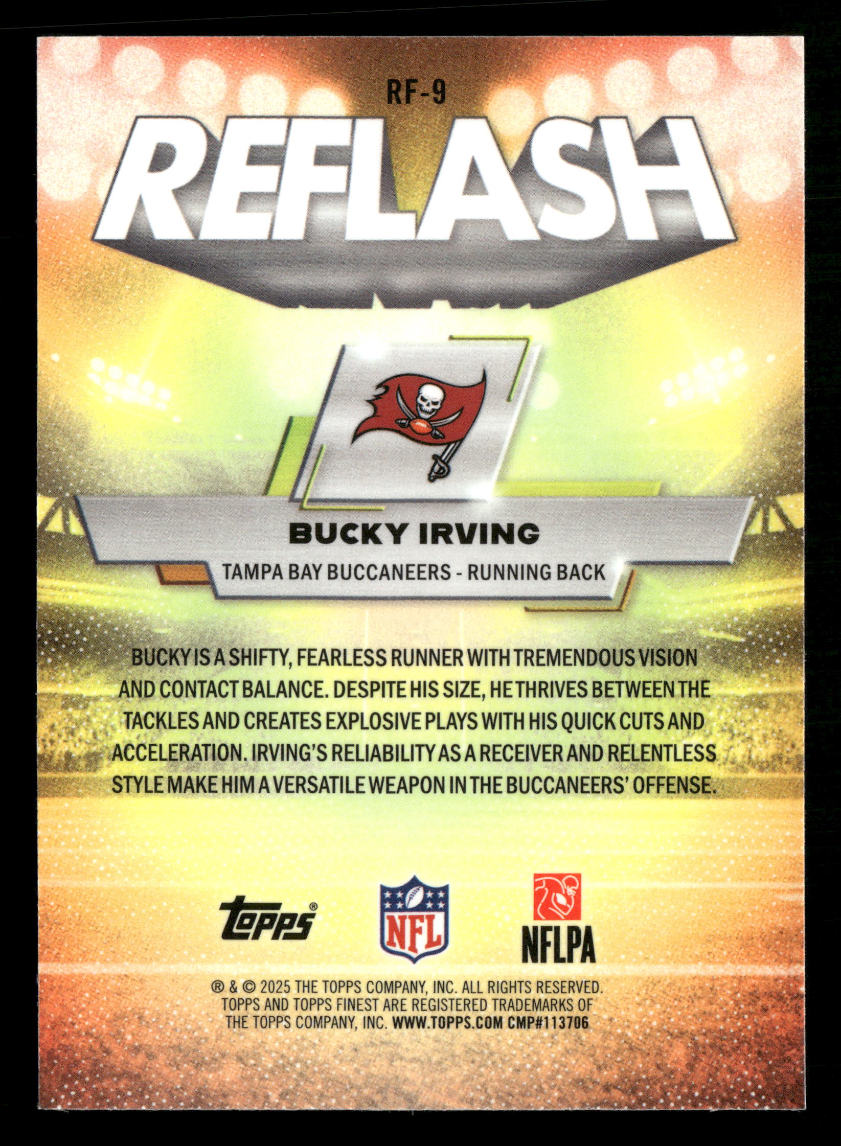 2025 Finest #RF-9 Bucky Irving Reflash Sky Blue Refractor #/150 - Image 2