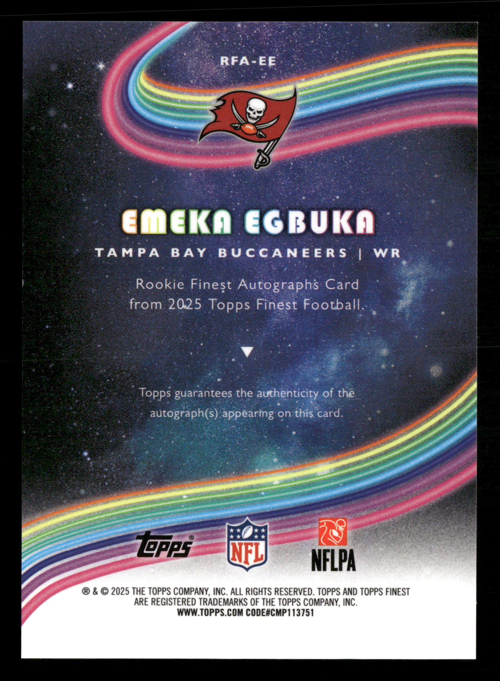 2025 Finest #RFA-EE Emeka Egbuka Rookie Finest Autographs - Image 2