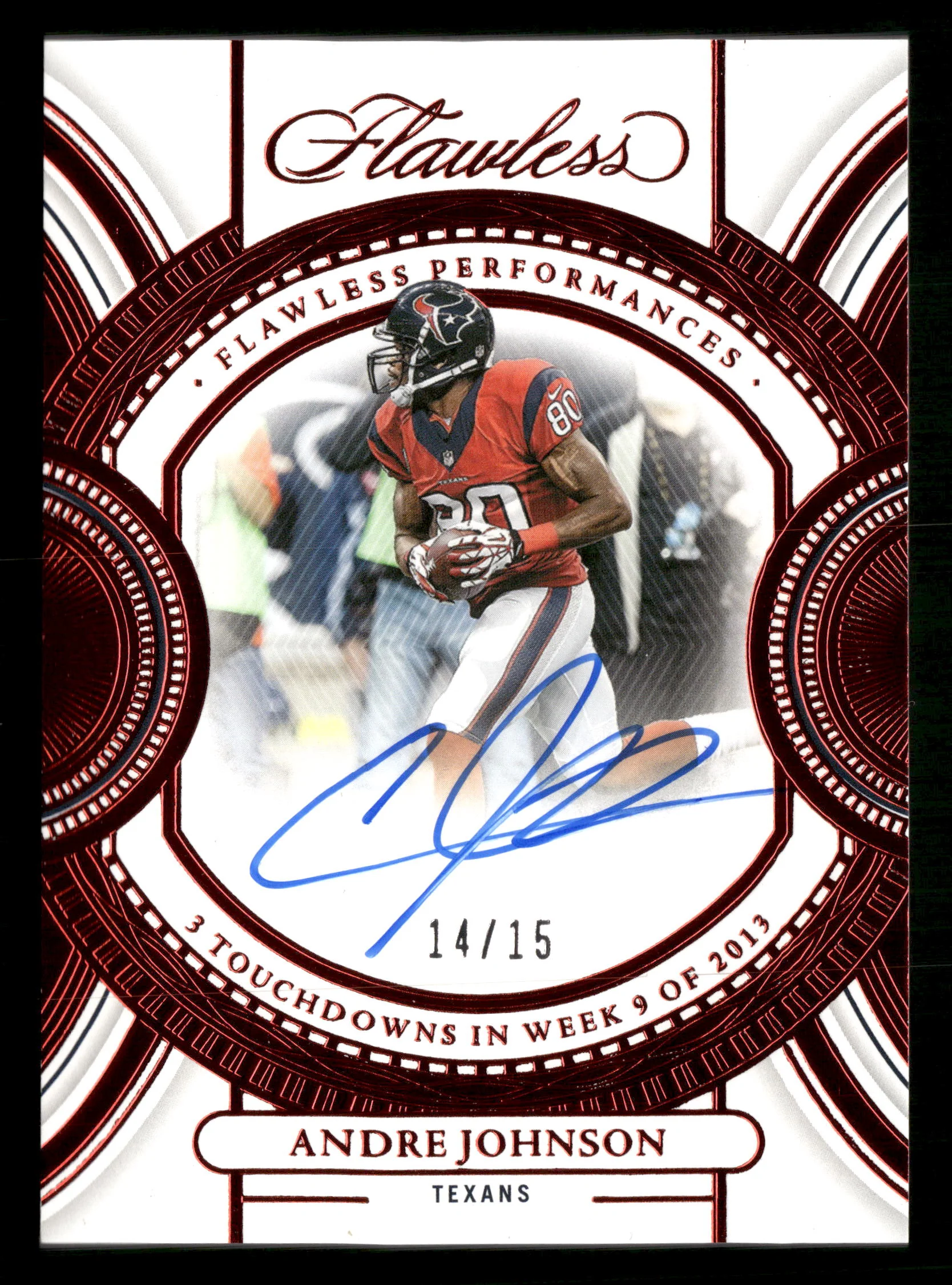 2025 Flawless No.FP-AJO Andre Johnson /15 on card auto Ruby Red