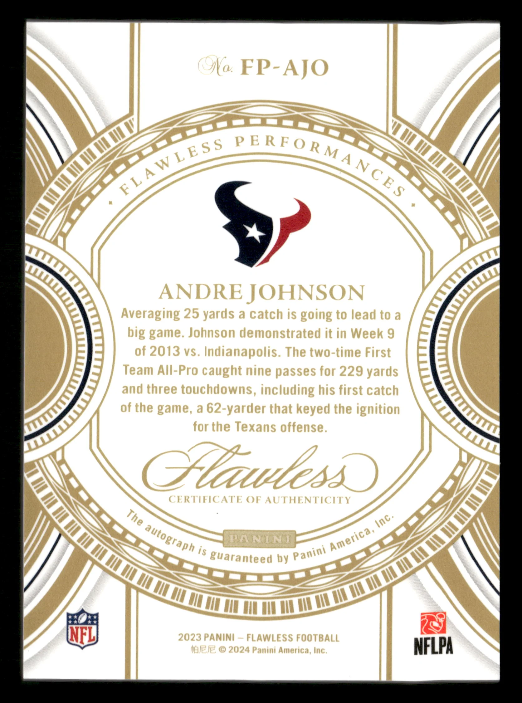 2025 Flawless No.FP-AJO Andre Johnson /15 on card auto Ruby Red - Image 2
