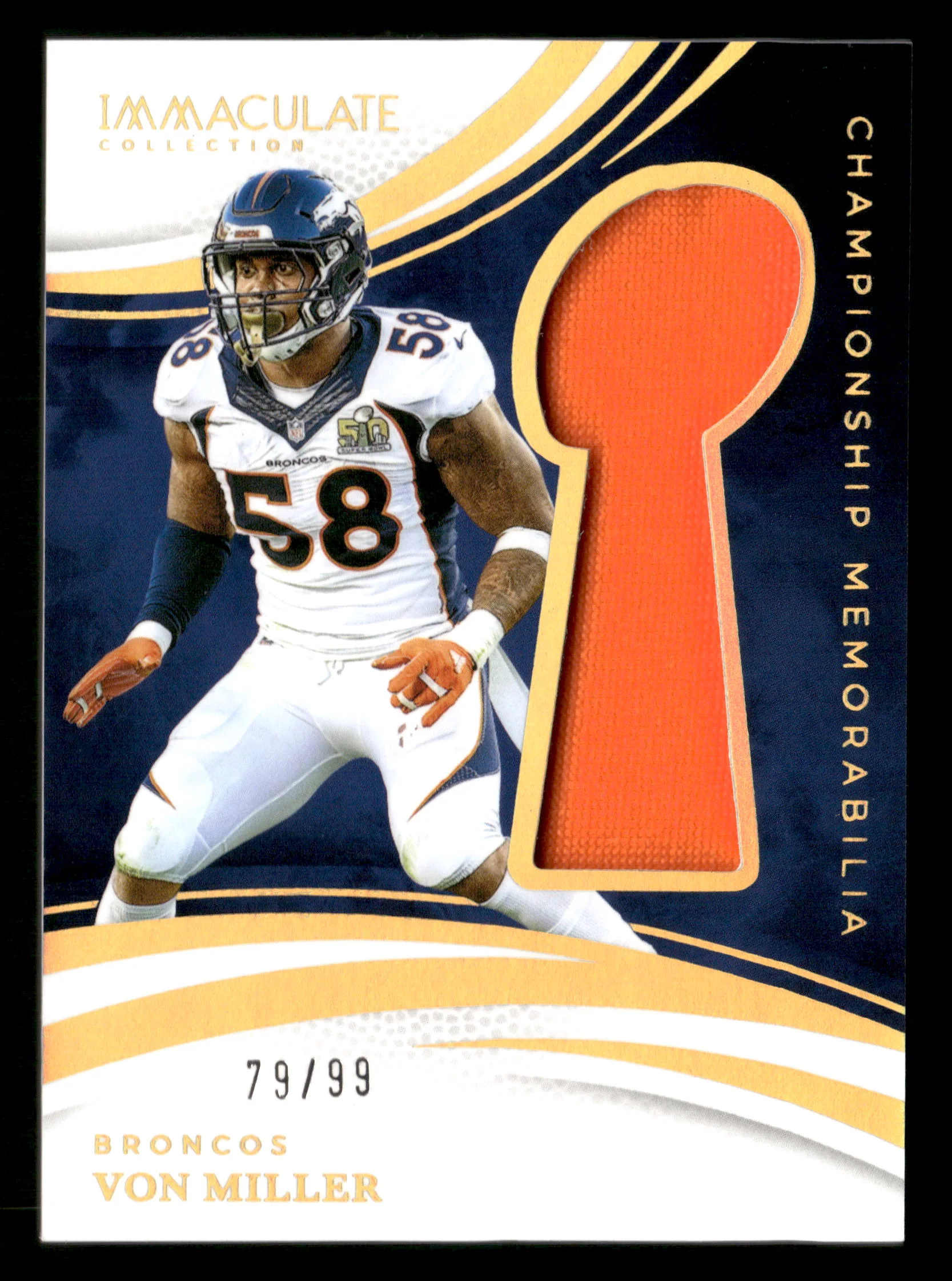 2025 Immaculate #CM-VMR Von Miller Championship Memorabilia #/99
