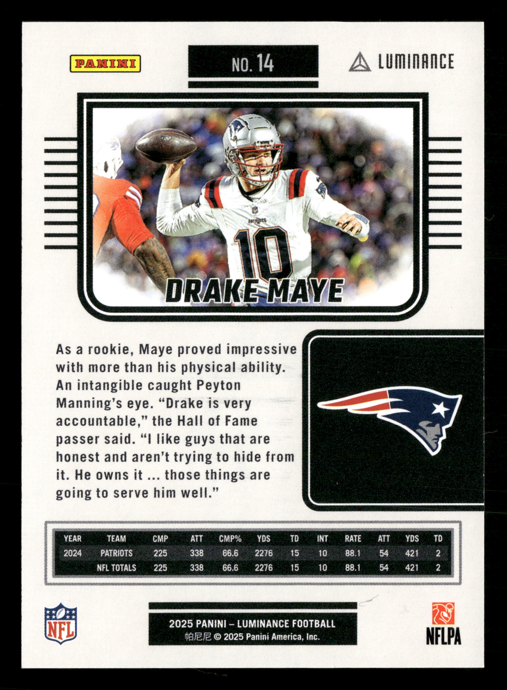 2025 Luminance #14 Drake Maye Green Bookend #001/100 - Image 2