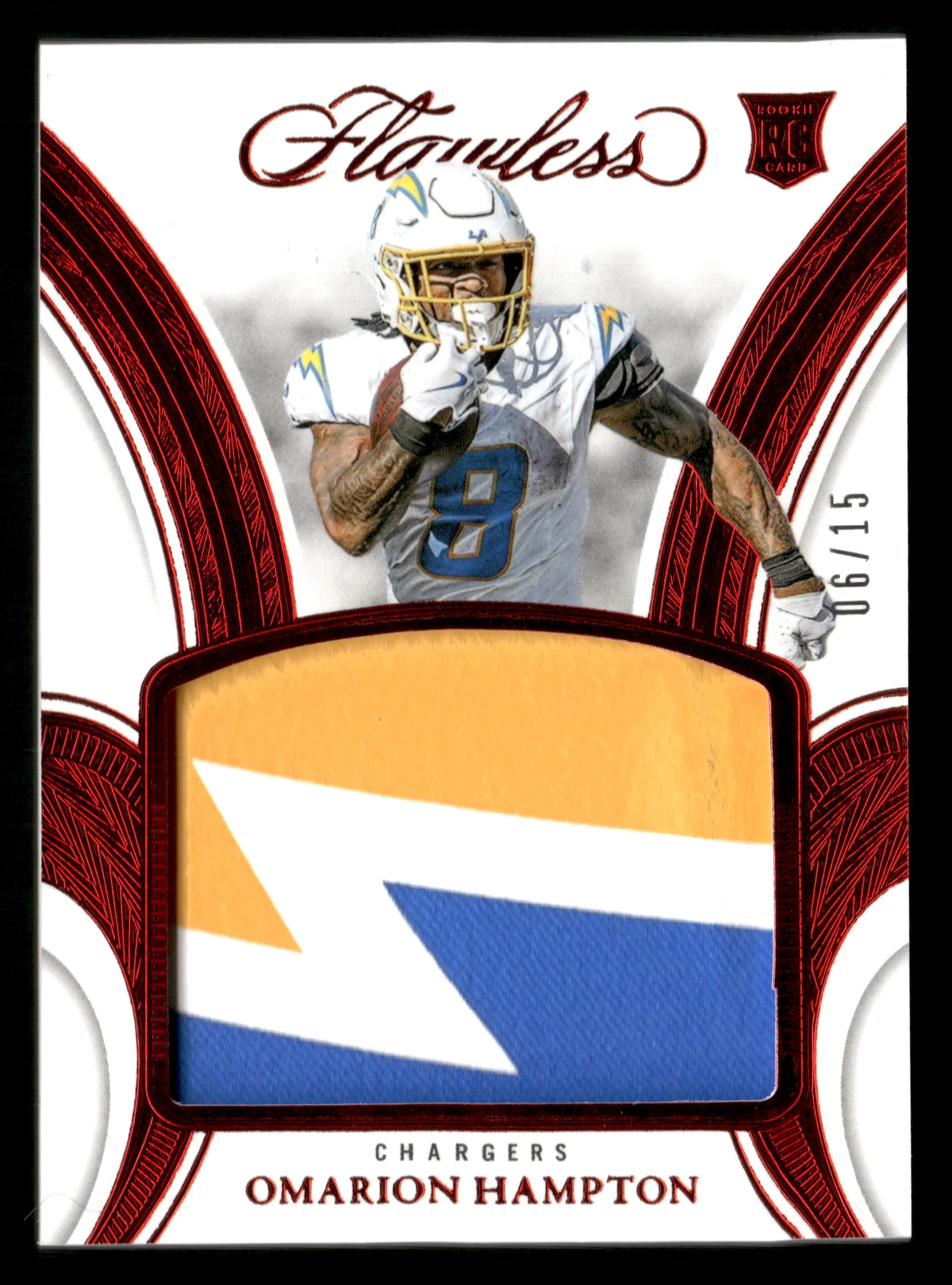 2025 Panini Flawless #RP-OHN Omarion Hampton Rookie Patches Ruby #/15