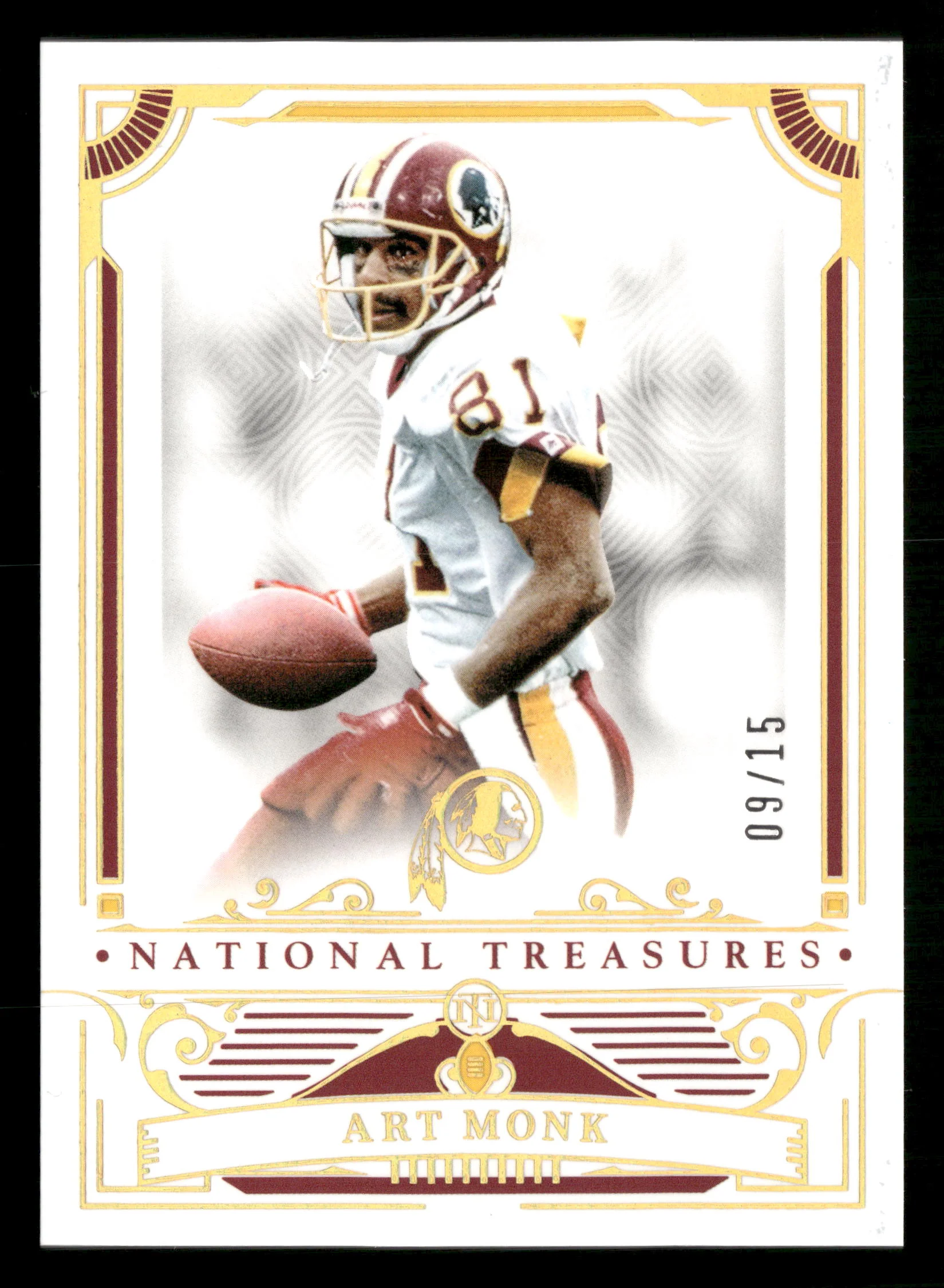 2025 Panini National Treasures #100 Art Monk Holo Gold #/15