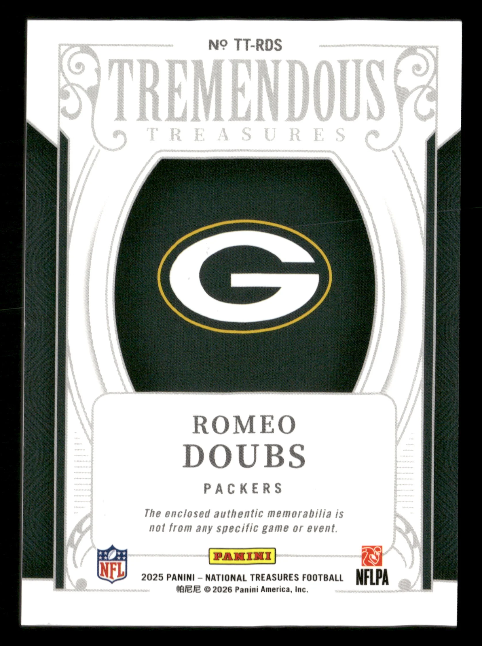2025 Panini National Treasures #TT-RDS Romeo Doubs Tremendous Treasures #/99 - Image 2