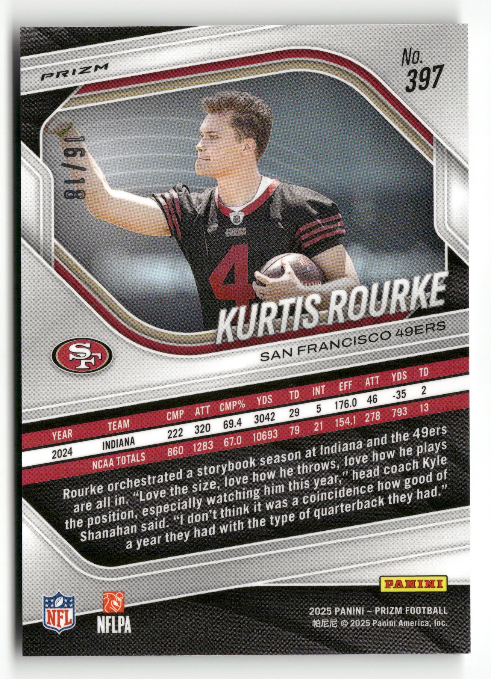 2025 Panini Prizm #397 Kurtis Rourke Lotus Flower #/18 - Image 3