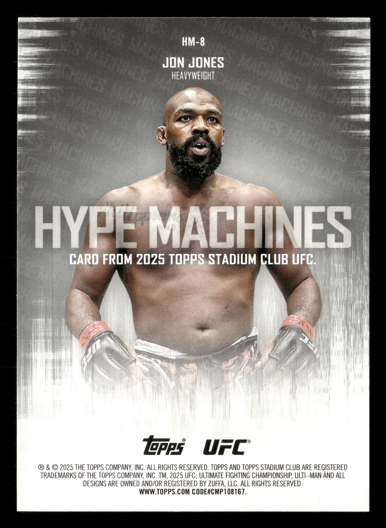 2025 Stadium Club UFC #HM-8 Jon Jones Hype Machines Black #/99 - Image 4