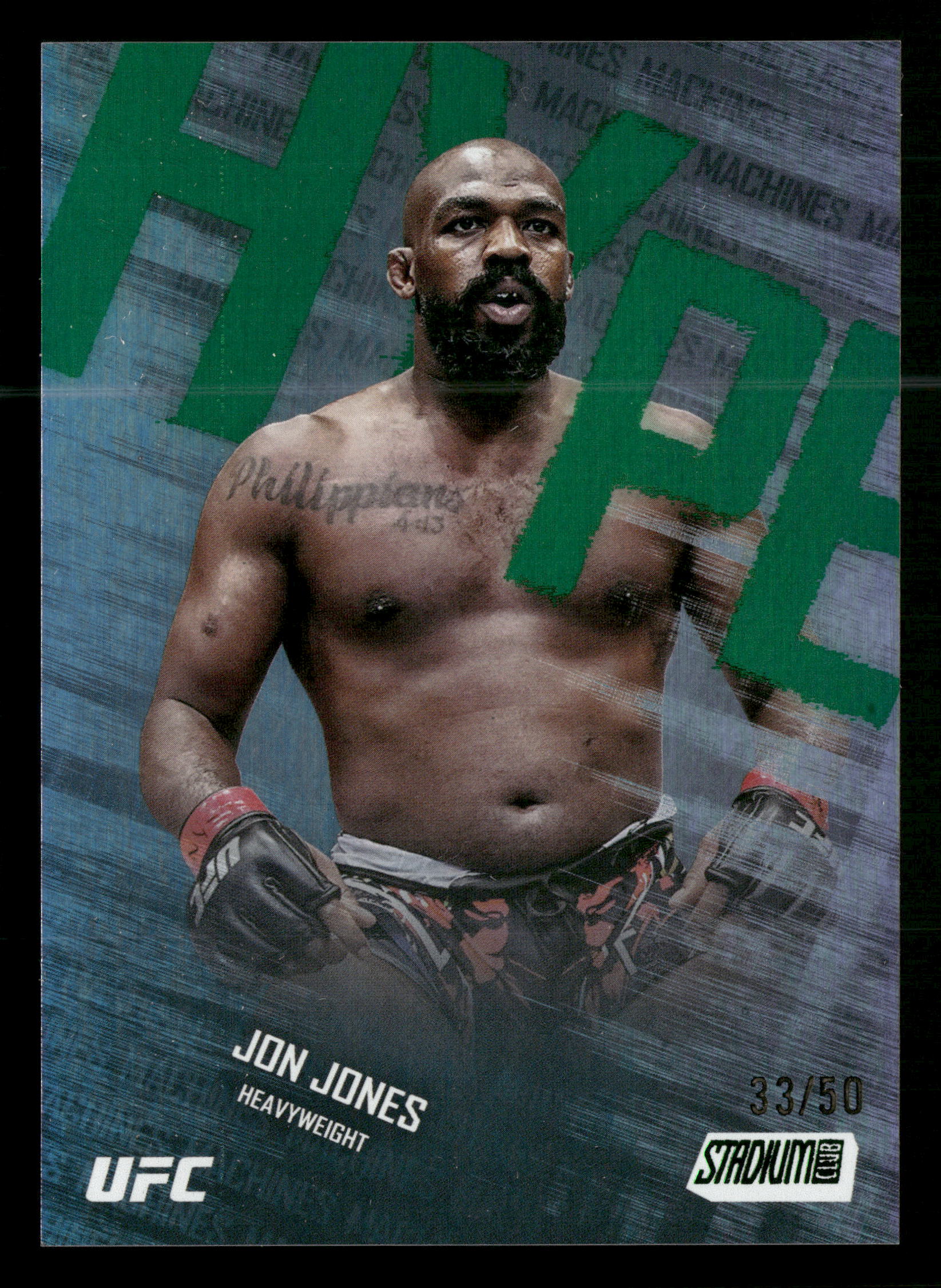 2025 Stadium Club UFC #HM-8 Jon Jones Hype Machines Green #/50 - Image 3
