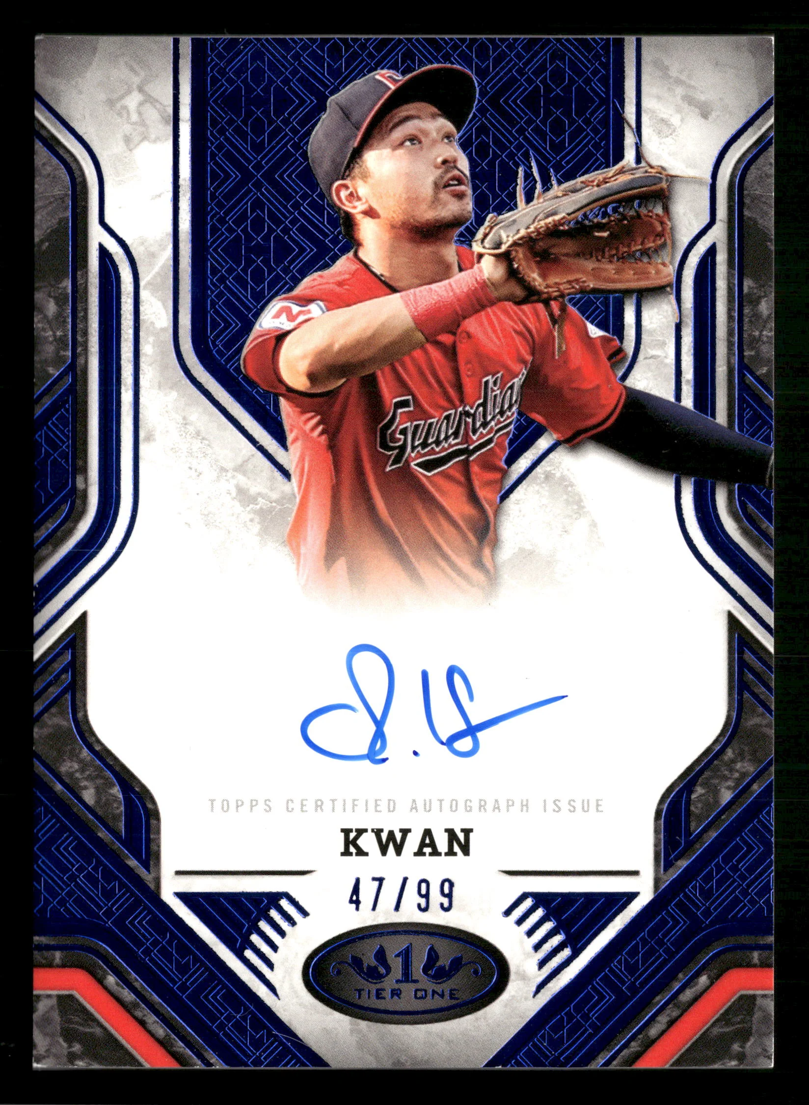 2025 Tier One #PPA-SK Steven Kwan Prime Performers Auto Blue Foil #/99