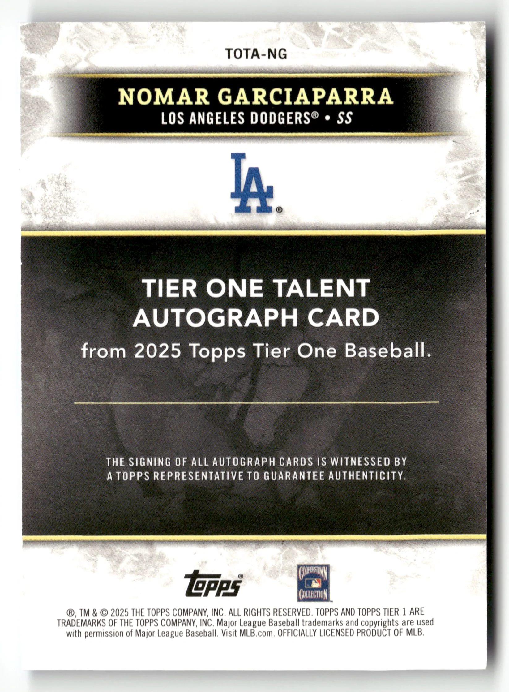 2025 Tier One #TOTA-NG Nomar Garciaparra Tier One Talent Auto Blue Foil #/75 - Image 2